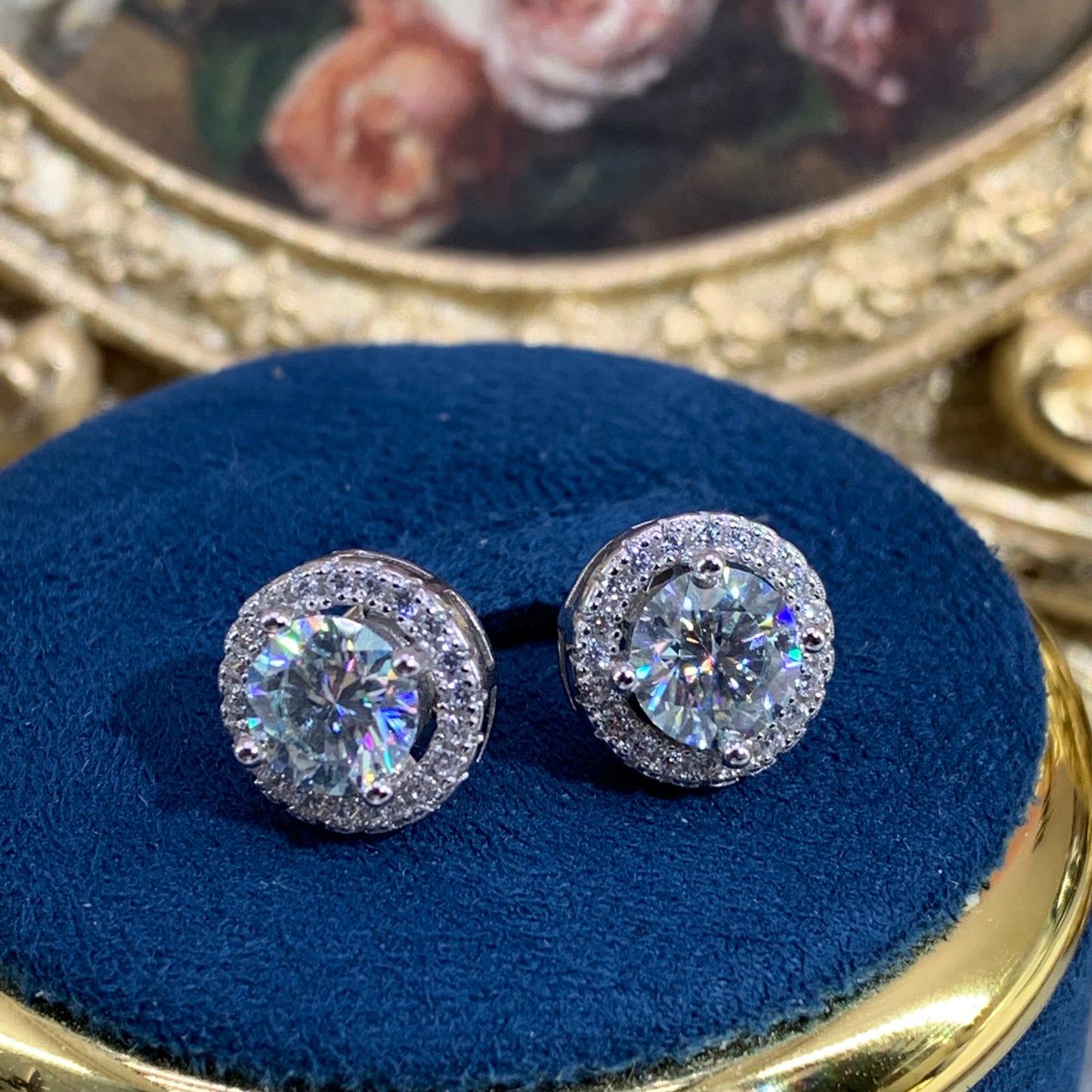 1CT S925 sterling silver Moissanite earings