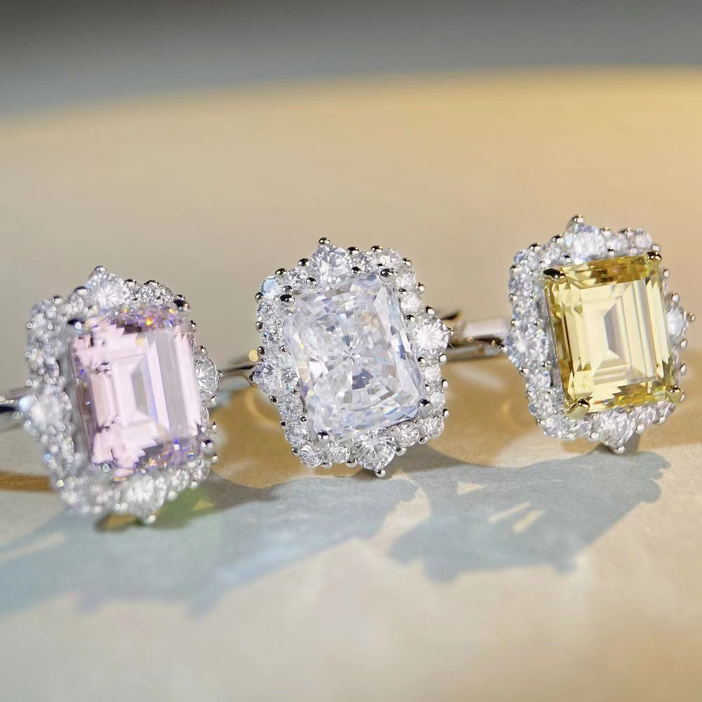(Callie)「Buy 1 get 2 band ring or 1 necklace for free」4CT moissanite 925 Sterling Silver Ring