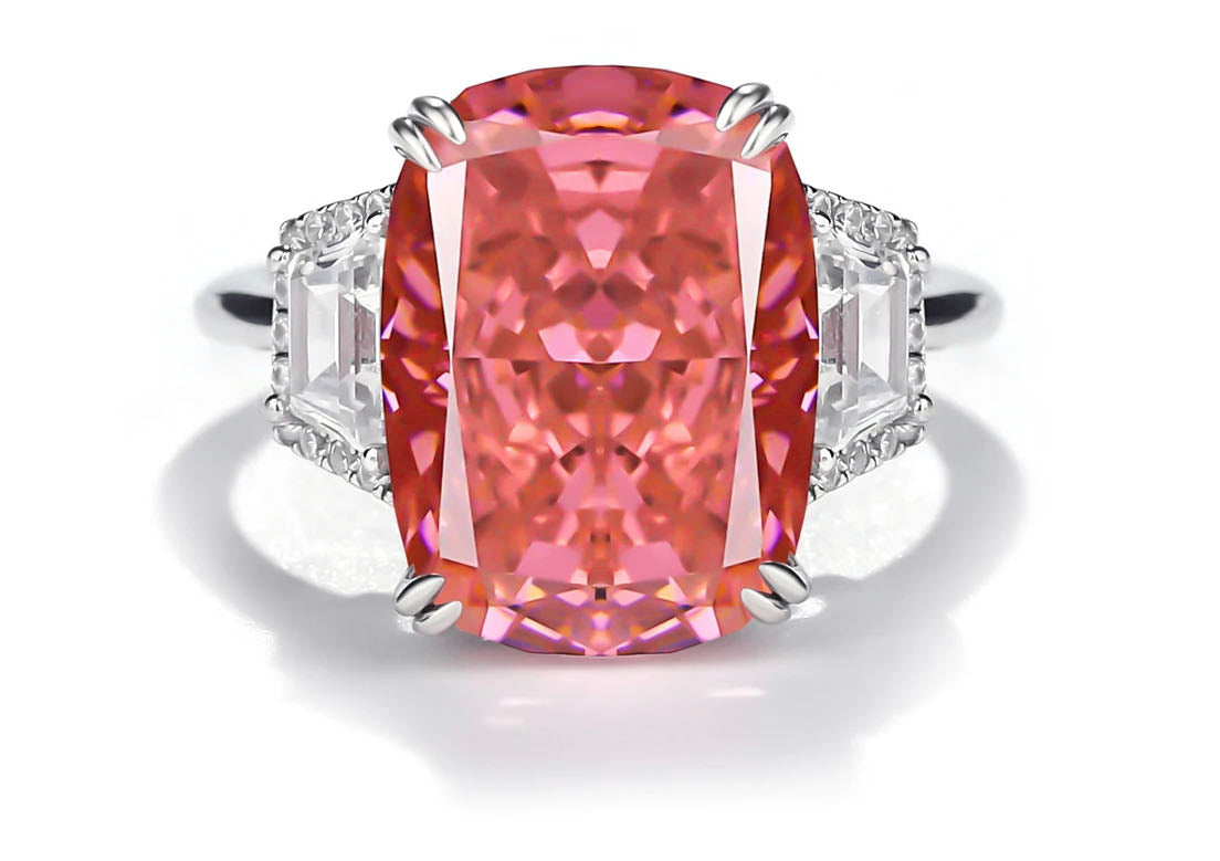 10CT Cube Zircon Gemstone 925 Sterling Silver Ring