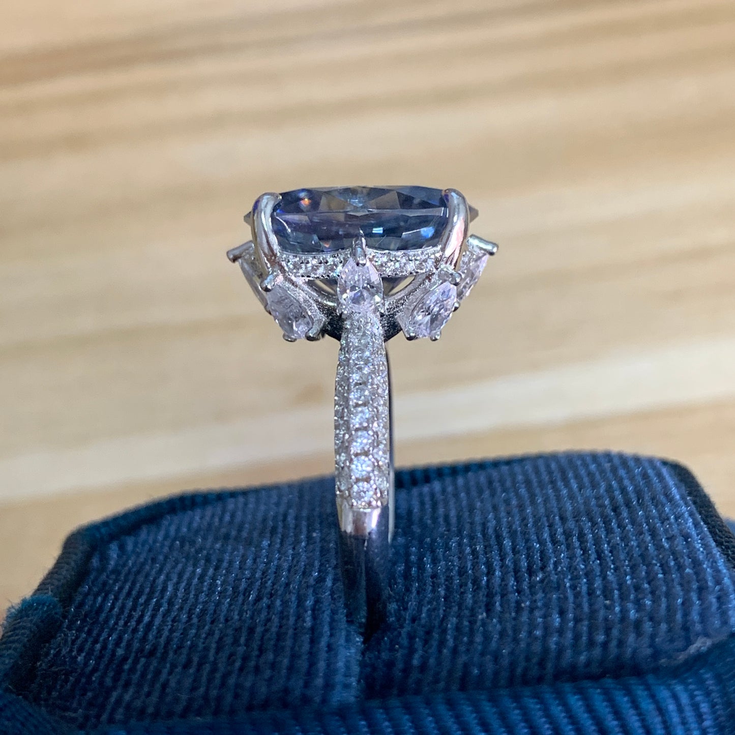 (Sapphire)「」8CT Moissanite Gemstone 925 Sterling Silver Ring