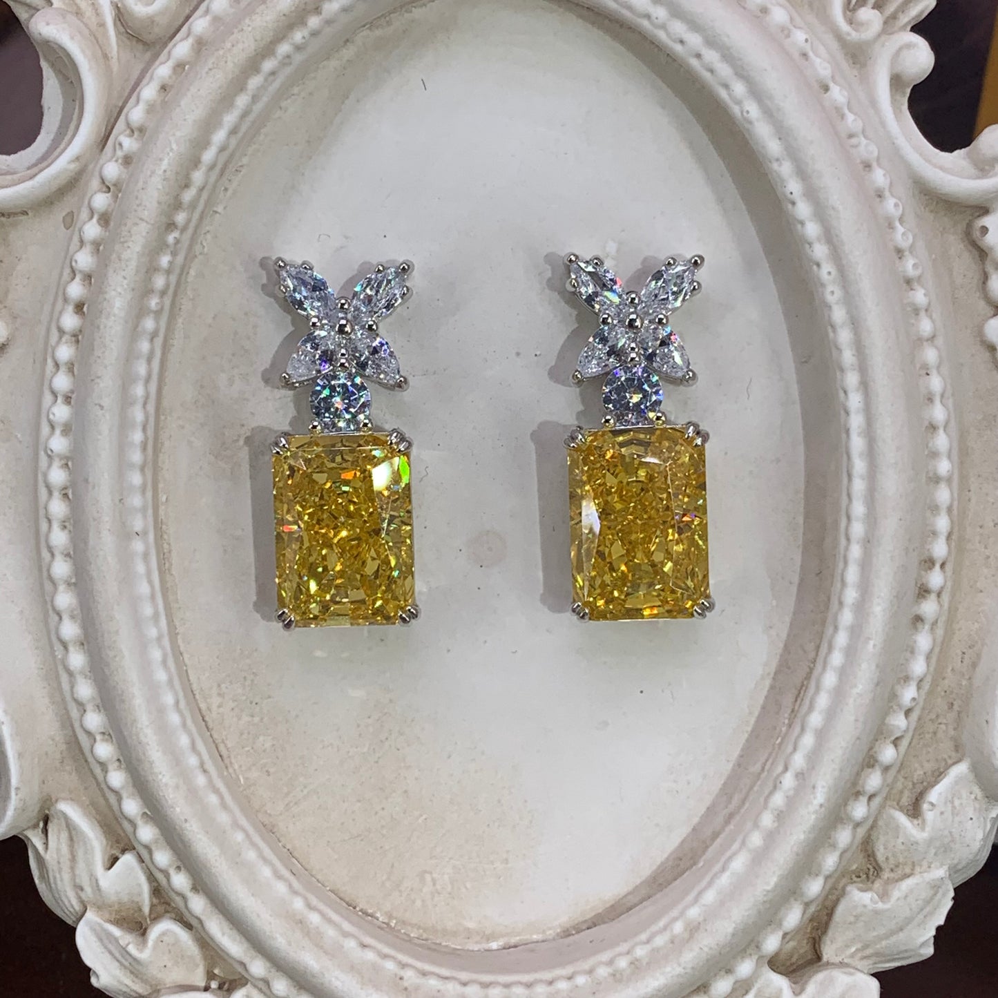 20CT S925 sterling silver Cube Zircon earings