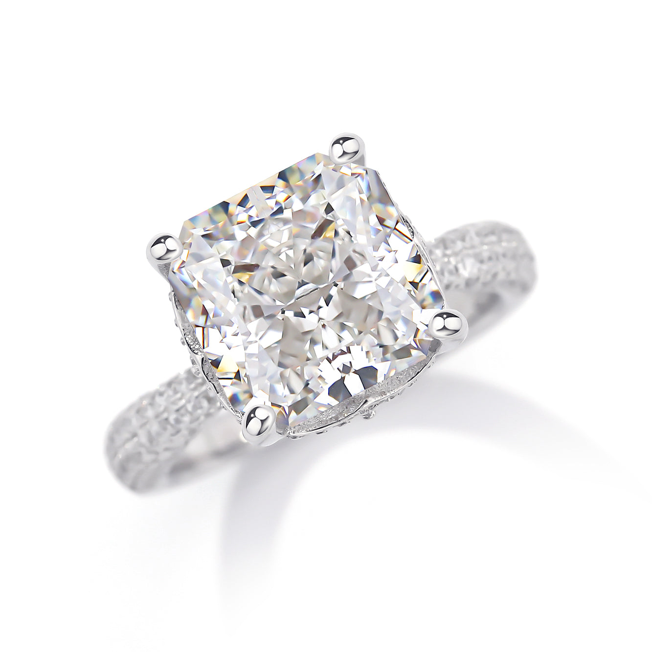 (Mila)6CT Cube Zircon Gemstone 925 Sterling Silver Ring