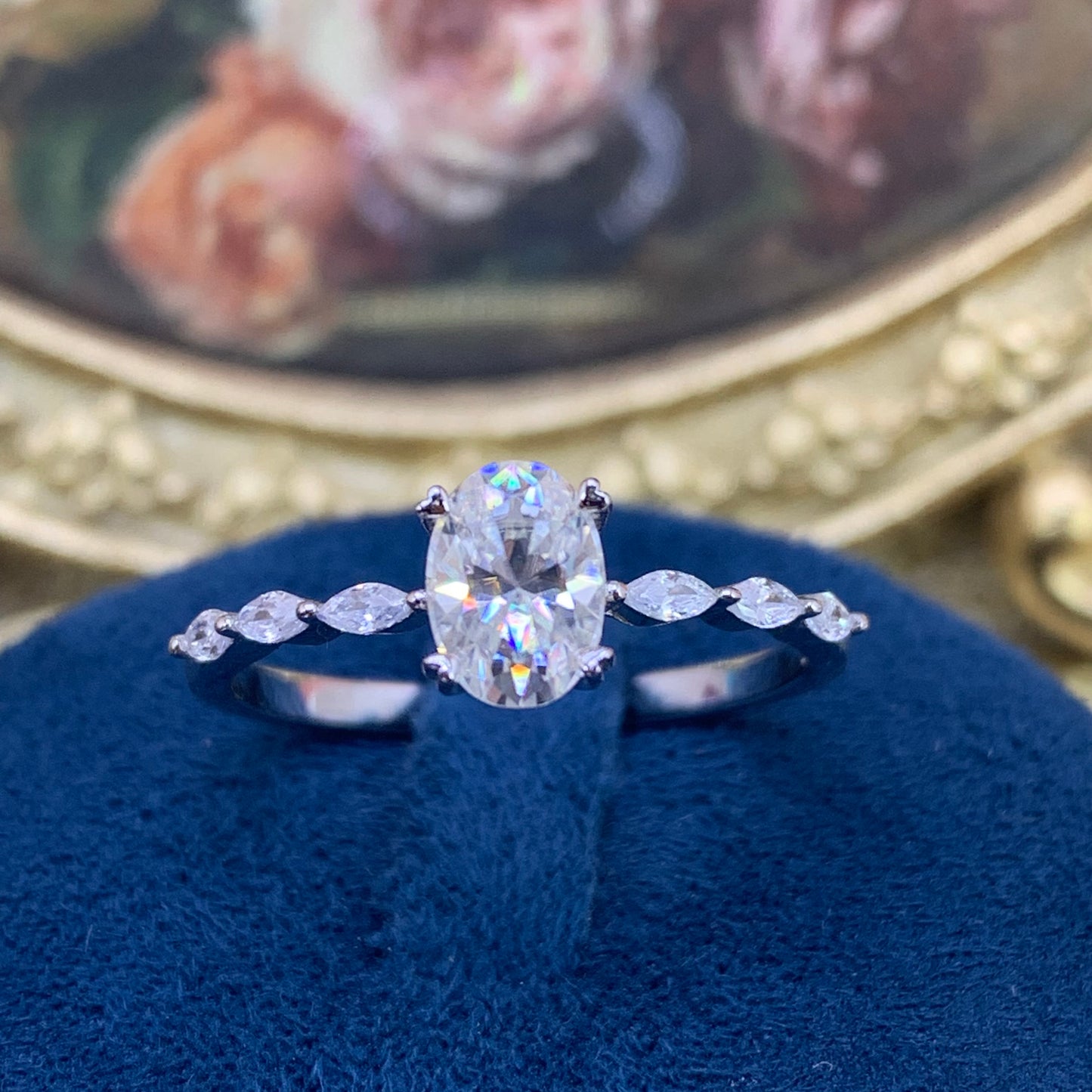 (Lee)「Buy 1 get 1 band ring for free」1-2CT Moissanite 925 Sterling Silver Ring