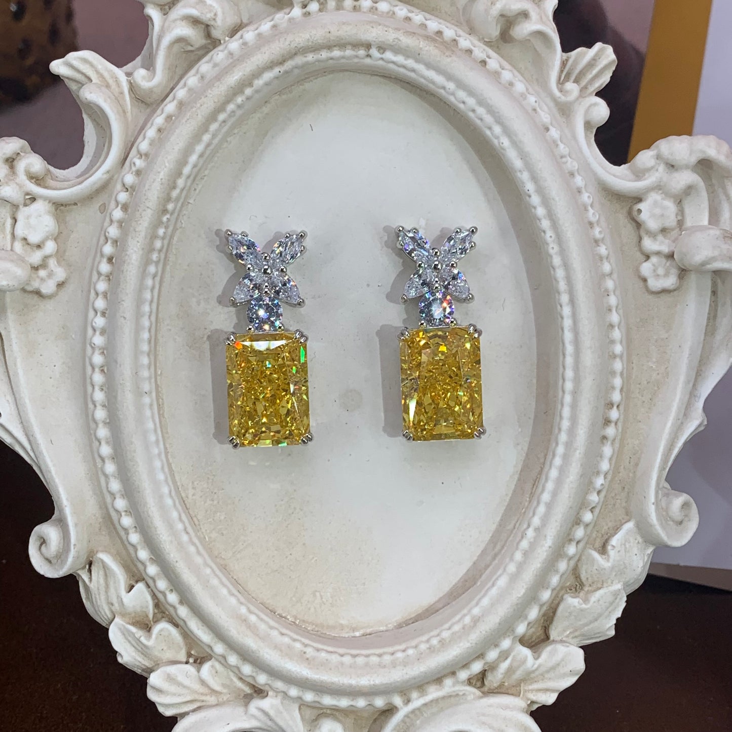 20CT S925 sterling silver Cube Zircon earings