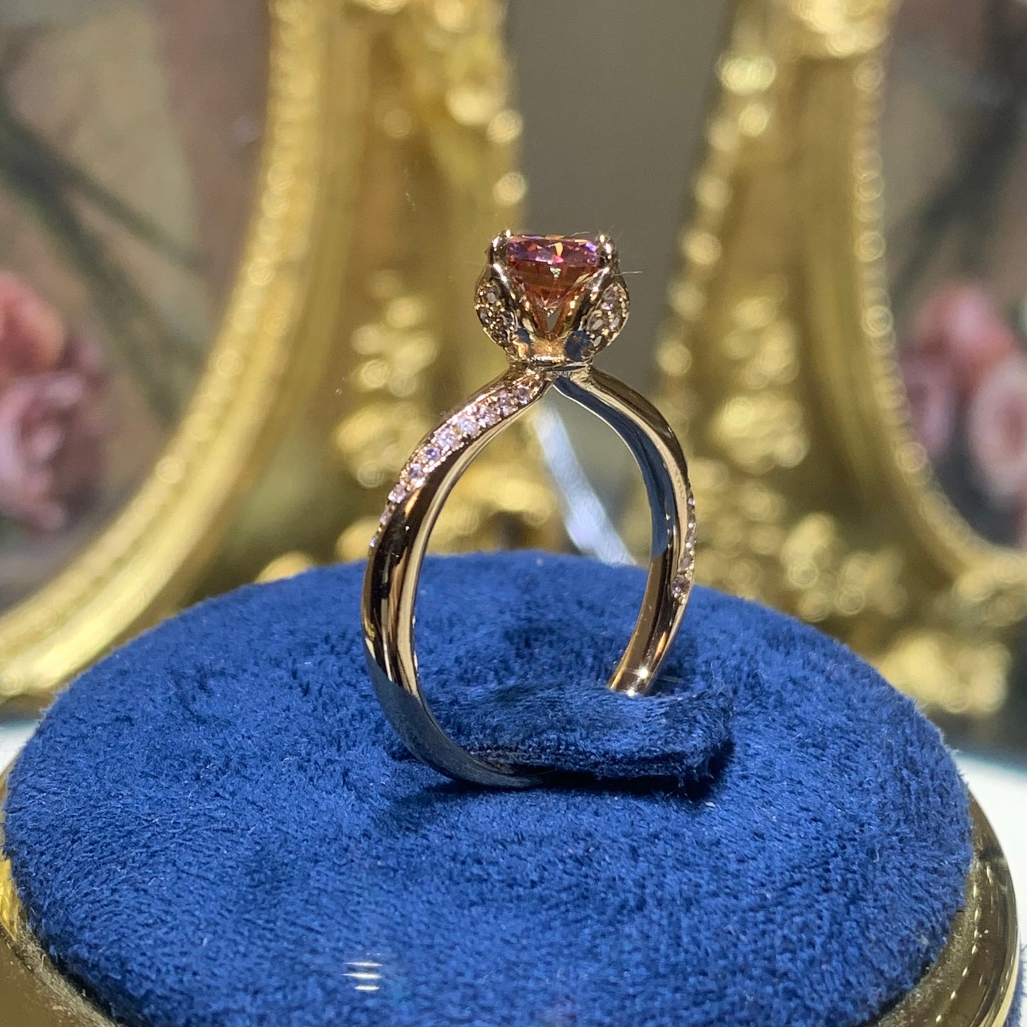 (Gardenia) 「Buy 1 get 1 band ring for free」1CT 18K gold plated Moissanite ring