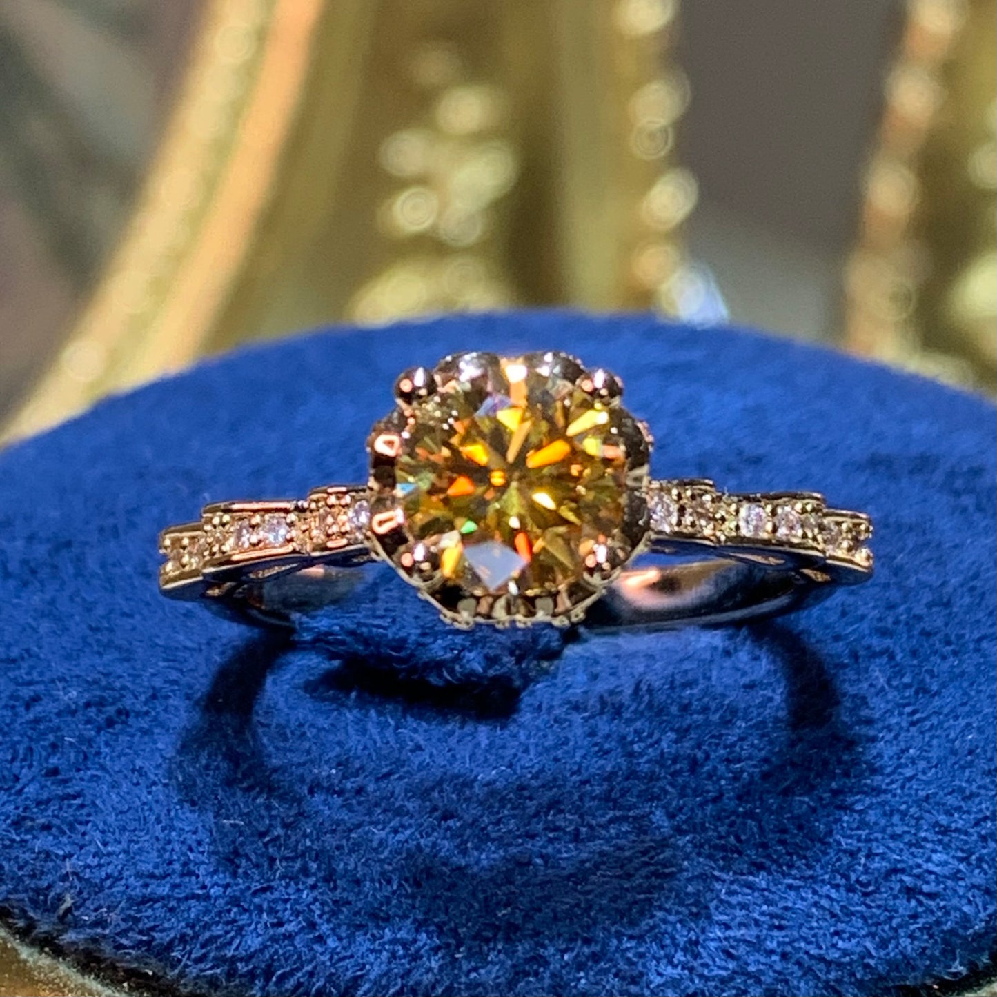 (Athena) 「Buy 1 get 1 band ring for free」rose gold 18K plated 1CT Moissanite ring