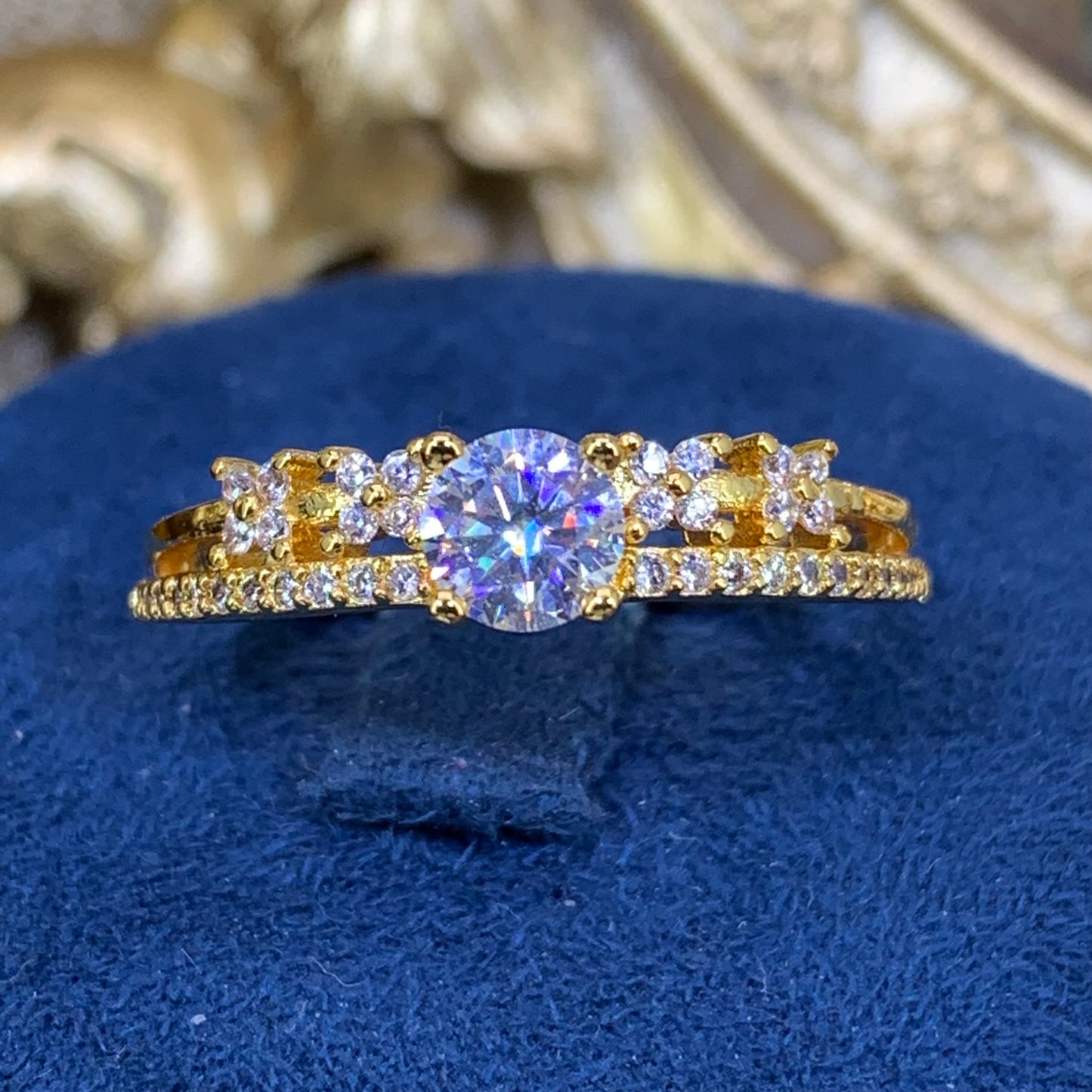 (Lia) rose gold 18K plated 0.5CT Moissanite gemstone ring