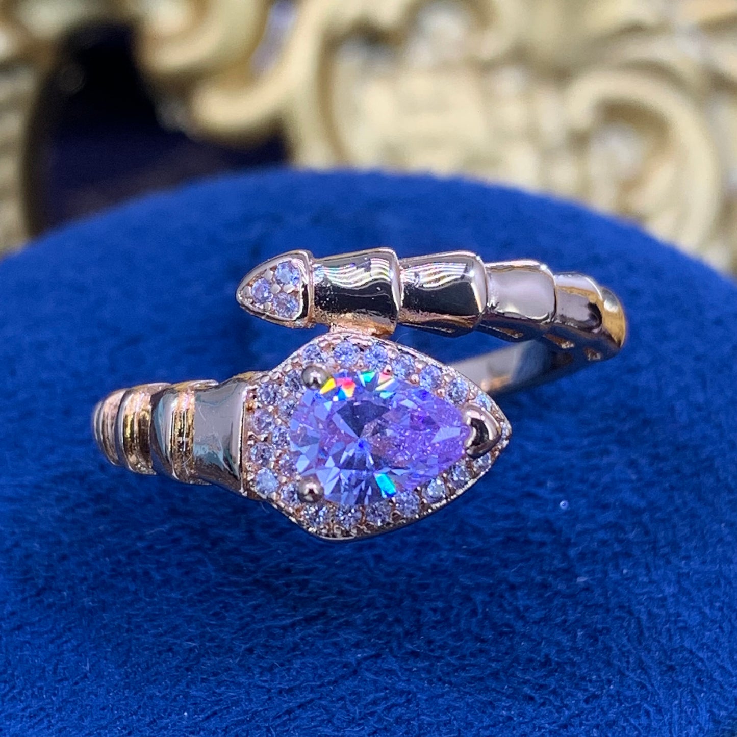 (Snake) rose gold 18K plated 1CT Artificial Ring
