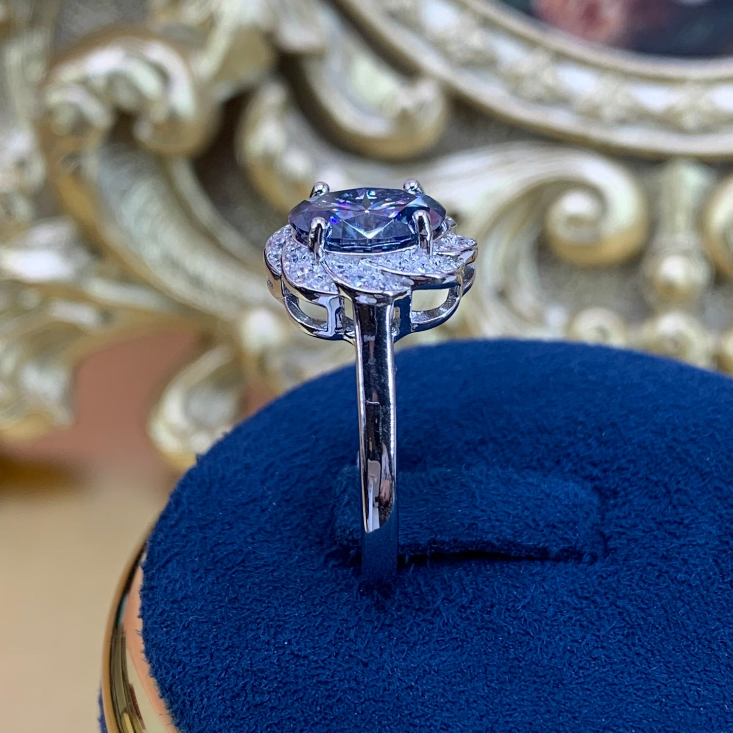 (Doreen) 「Buy 1 get 1 band ring for free」2CT Moissanite 925 Sterling Silver Ring