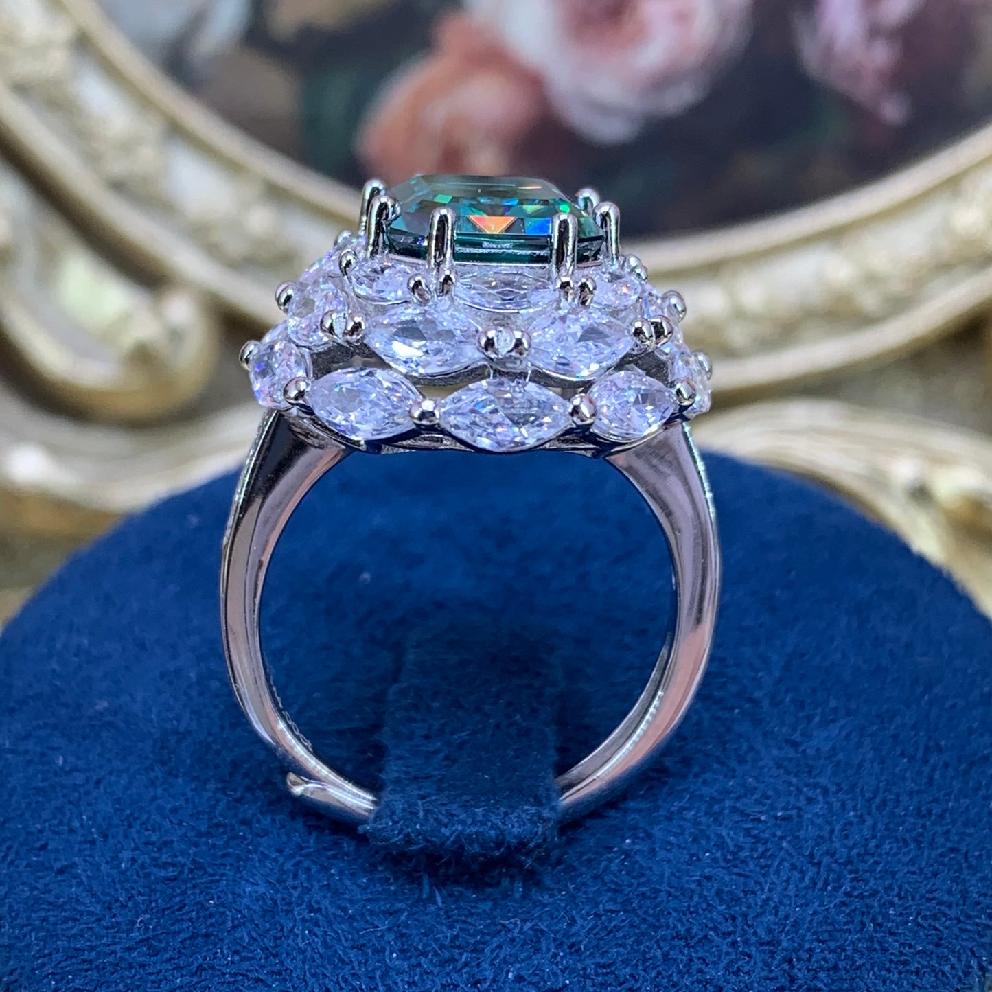 (Gemma) 「Buy 1 get 1 ring and a necklace for free」4CT Moissanite Gemstone 925 Sterling Silver Ring Set