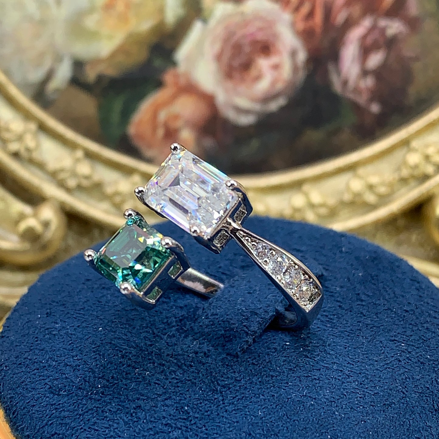 (Lucy)「Buy 1 get 1  band ring  for free」 3CT Moissanite 925 Sterling Silver Ring