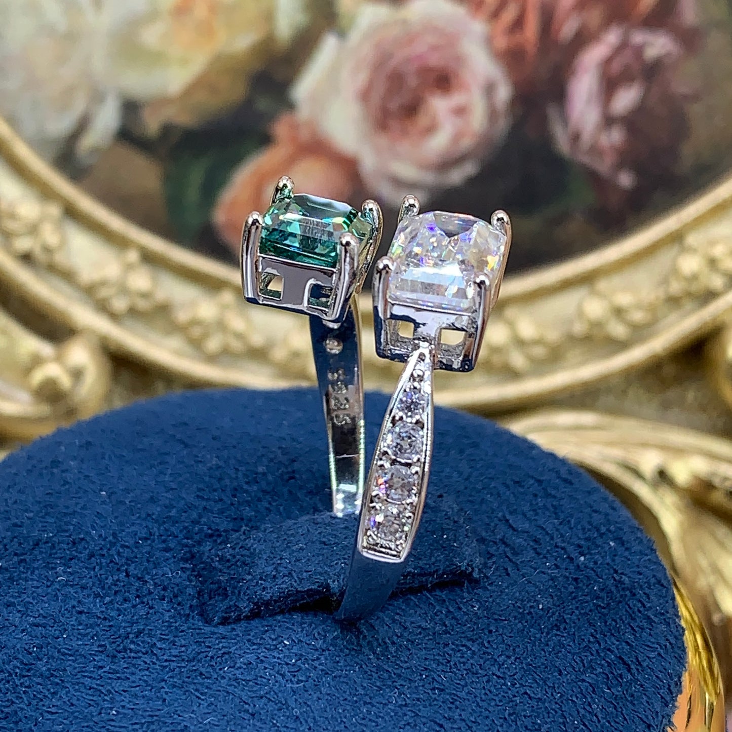 (Lucy)「Buy 1 get 1  band ring  for free」 3CT Moissanite 925 Sterling Silver Ring