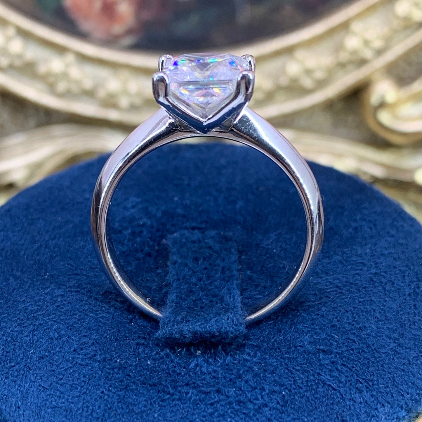 (Grace)「Buy 1 get 1band ring for free」2ct 925 silver pricess cutting moissanite ring