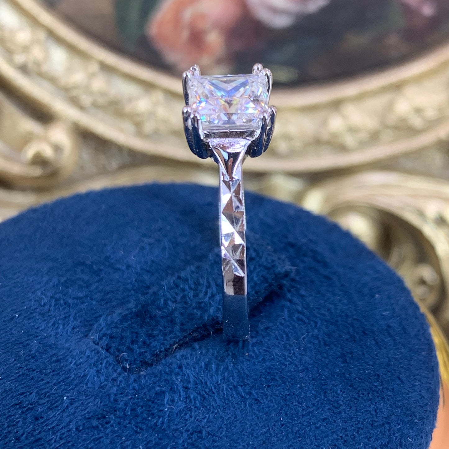 (Fanny)「Buy 1 get 1 band ring for free」 1CT Moissanite 925 Sterling Silver Ring