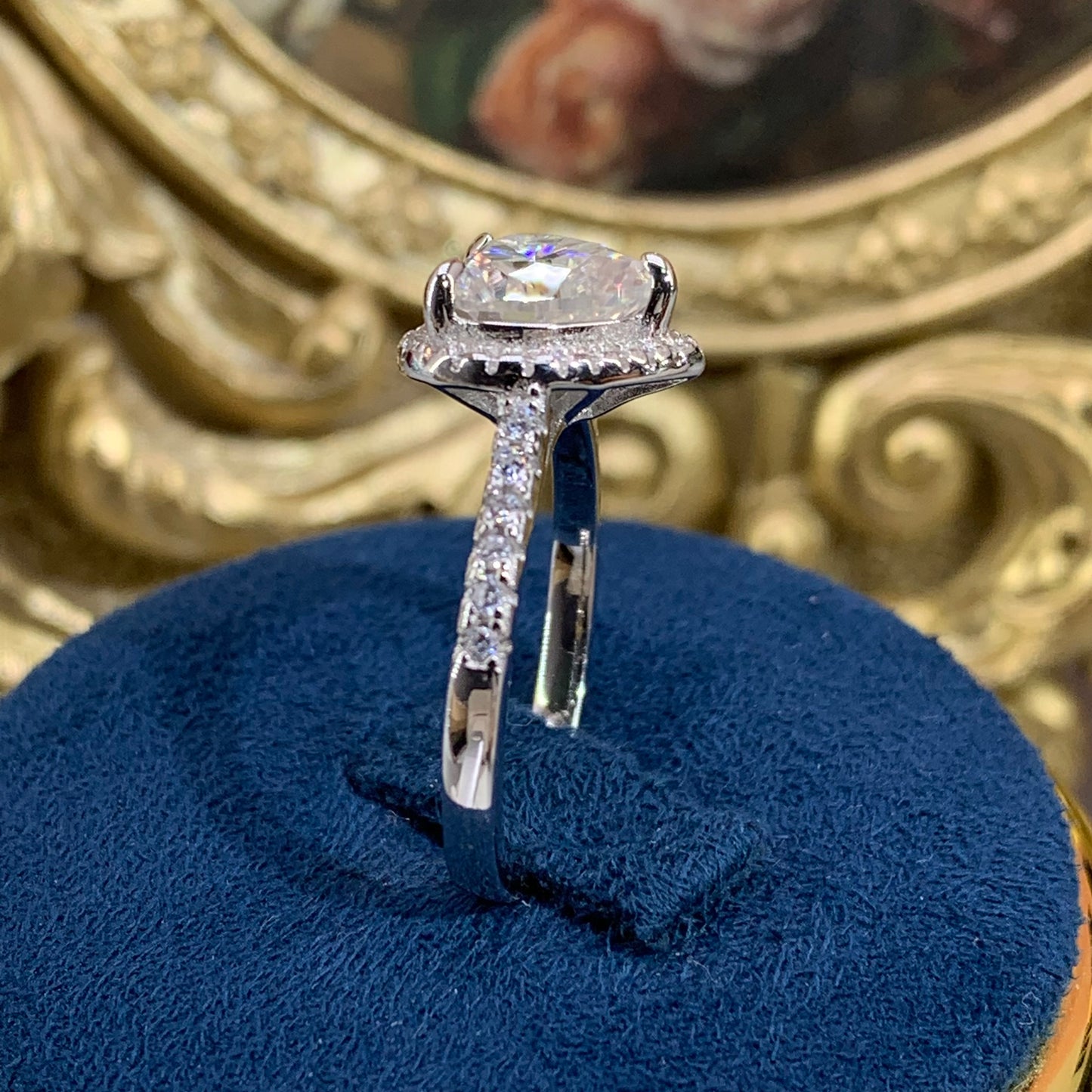 (WISH) 「Buy 1 get 2 heart band ring for free」2CT Moissanite Gemstone 925 Sterling Silver Ring