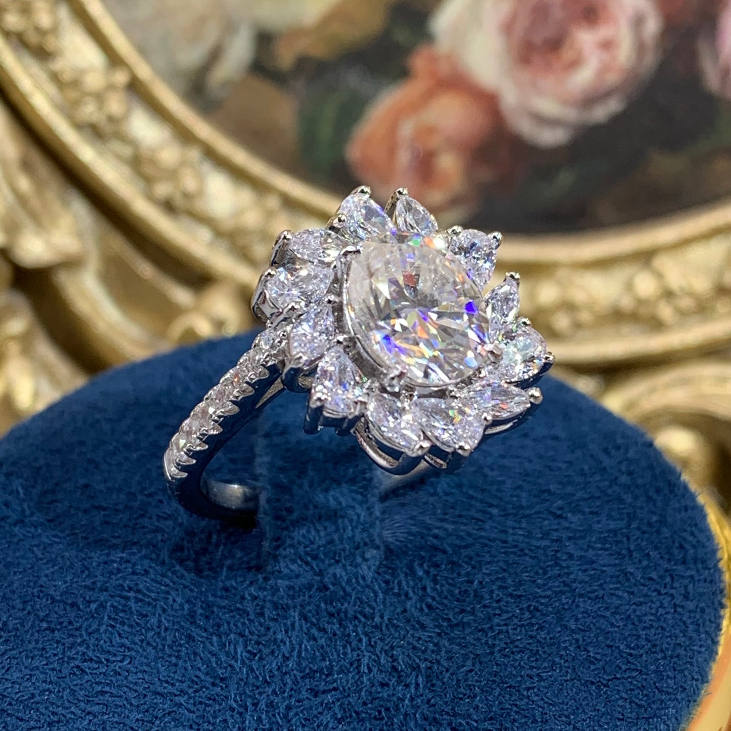 (Carnation) 「Buy 1 get 2 v band or 1 Necklace for free」2CT Moissanite 925 Sterling Silver Ring