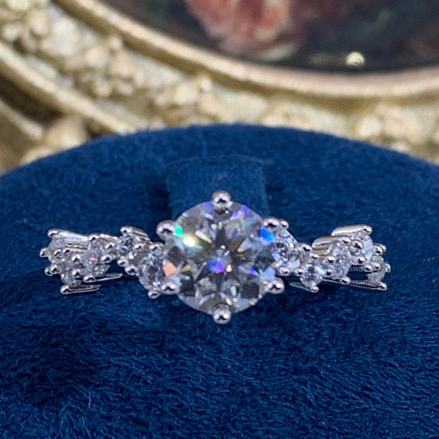 (Star Trail) 「Buy 1 get 1 band ring for free」1CT Moissanite 925 Sterling Silver Ring