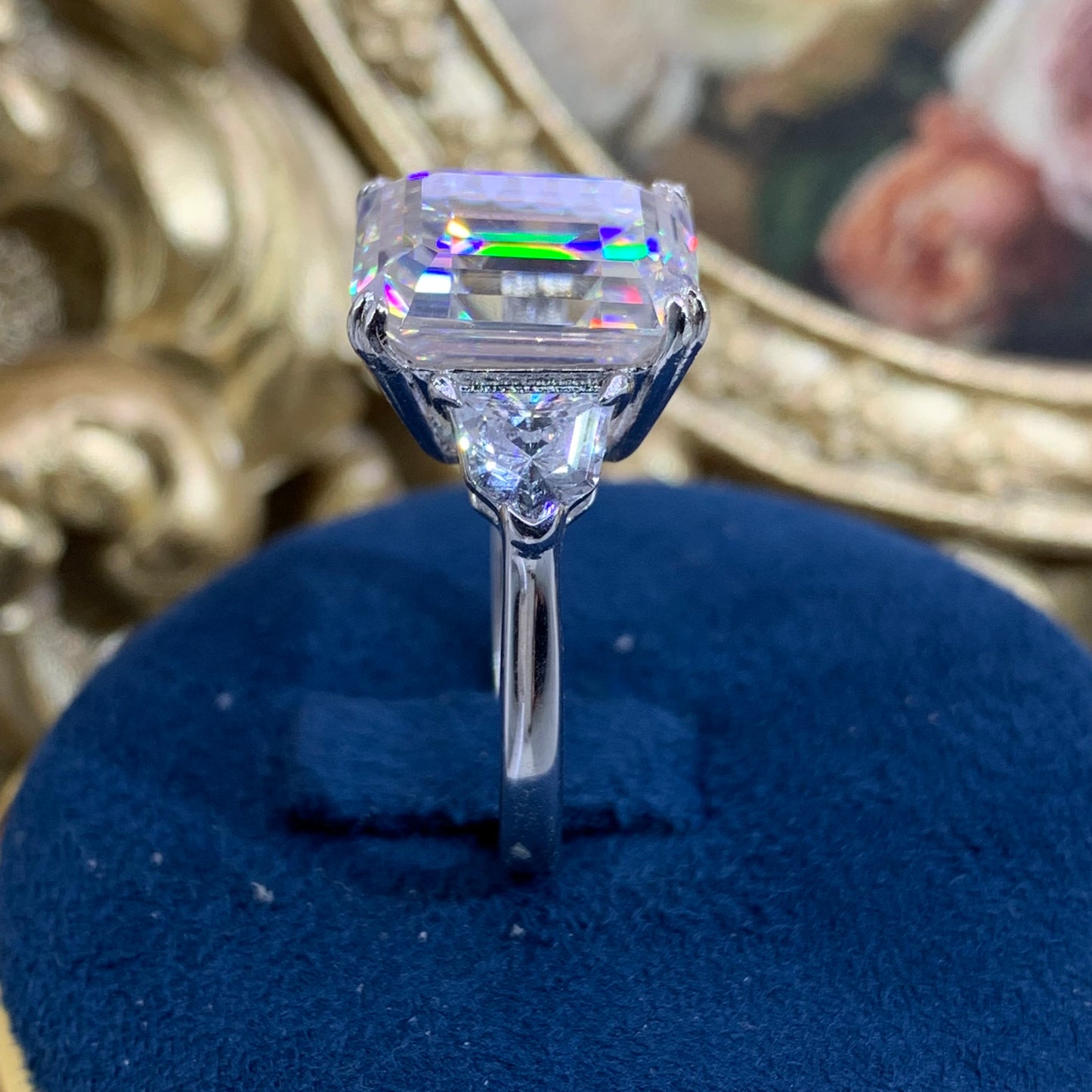 (Sarah) 8CT Moissanite Gemstone 925 Sterling Silver Ring