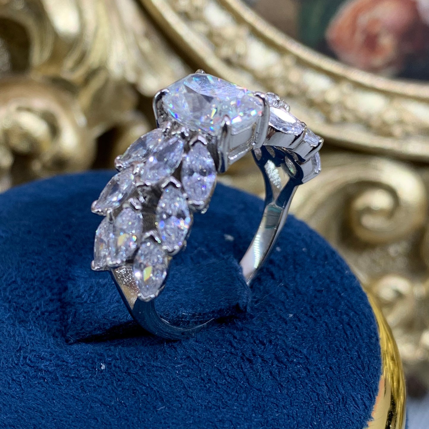 (Bertha)「Buy 1 get 1 band ring for free」 1.5CT Moissanite 925 Sterling Silver Ring