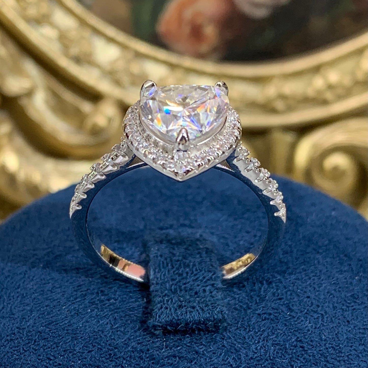 (WISH) 「Buy 1 get 2 heart band ring for free」2CT Moissanite Gemstone 925 Sterling Silver Ring
