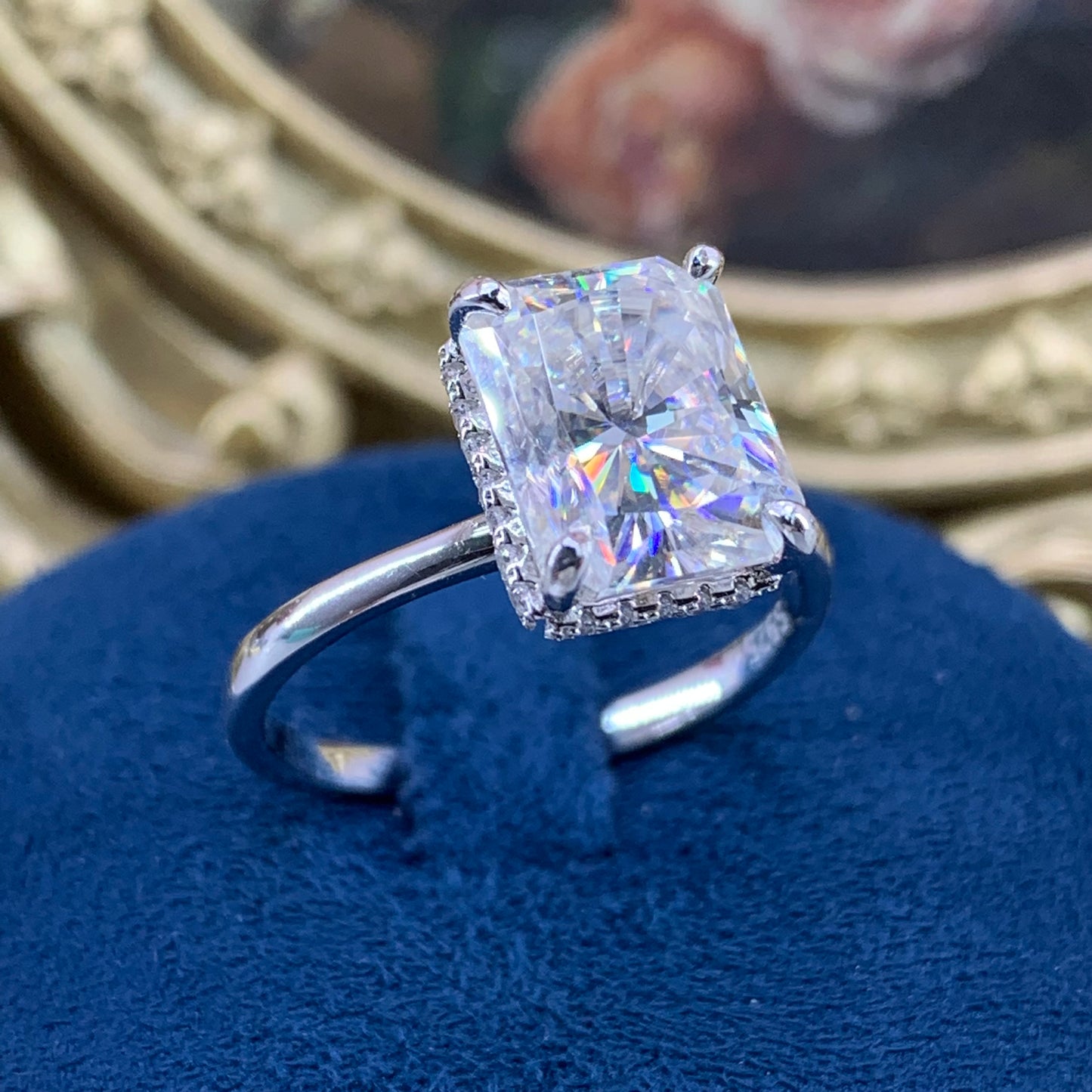 (Luna)「Buy 1 get 2 band ring or necklace for free」 4CT Moissanite 925 Sterling Silver Ring