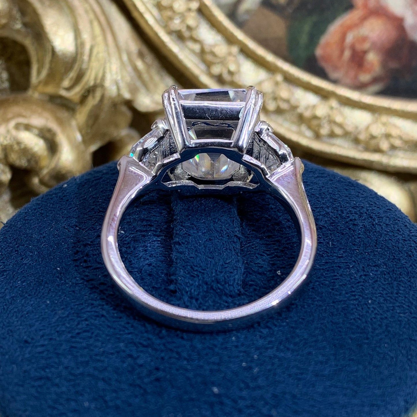 (Sarah) 8CT Moissanite Gemstone 925 Sterling Silver Ring