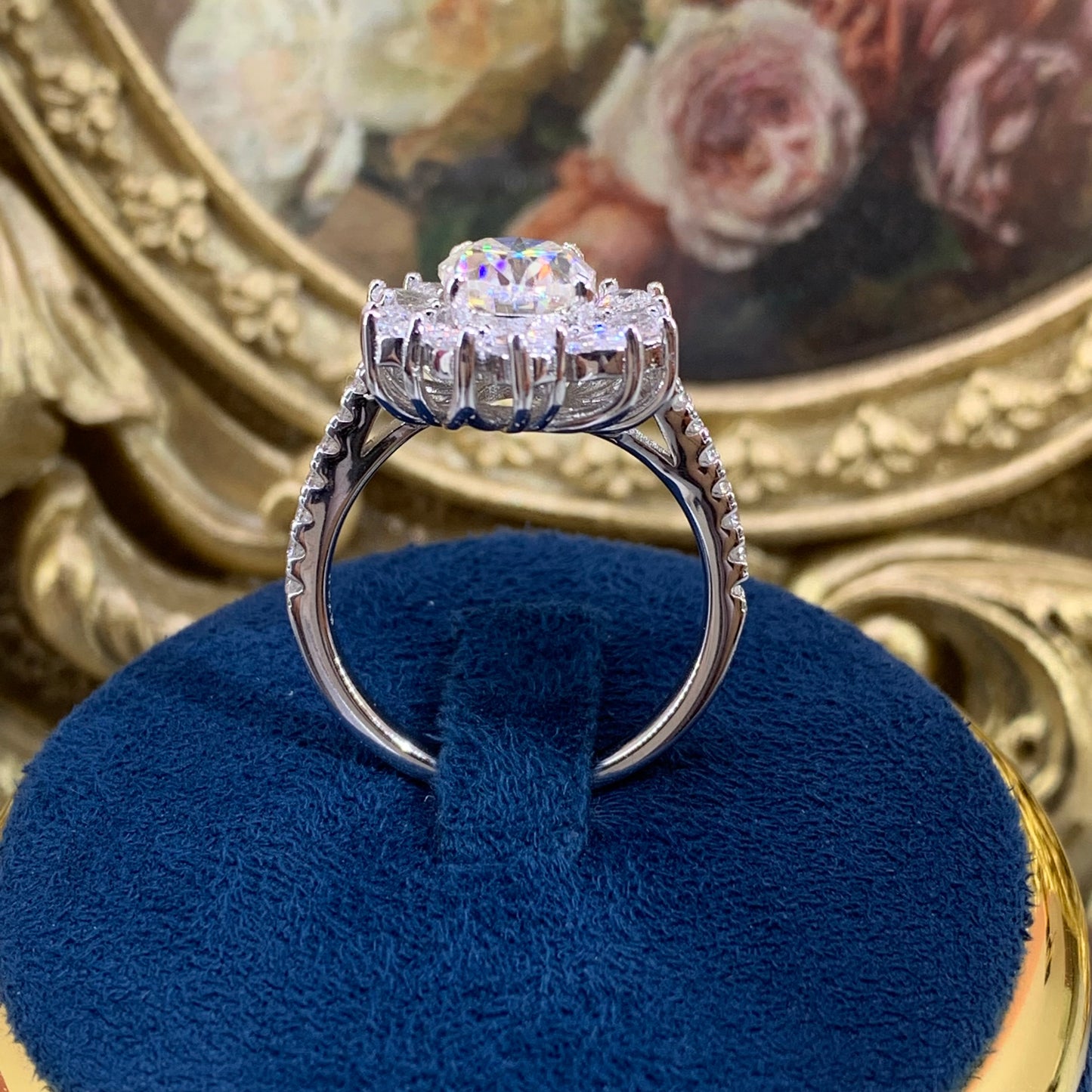 (Carnation) 「Buy 1 get 2 v band or 1 Necklace for free」2CT Moissanite 925 Sterling Silver Ring