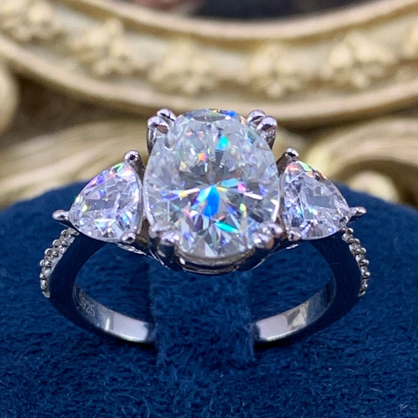 (Rebecca)「Buy 1 get 1or 1 necklace for free」 3CT Moissanite 925 Sterling Silver Ring