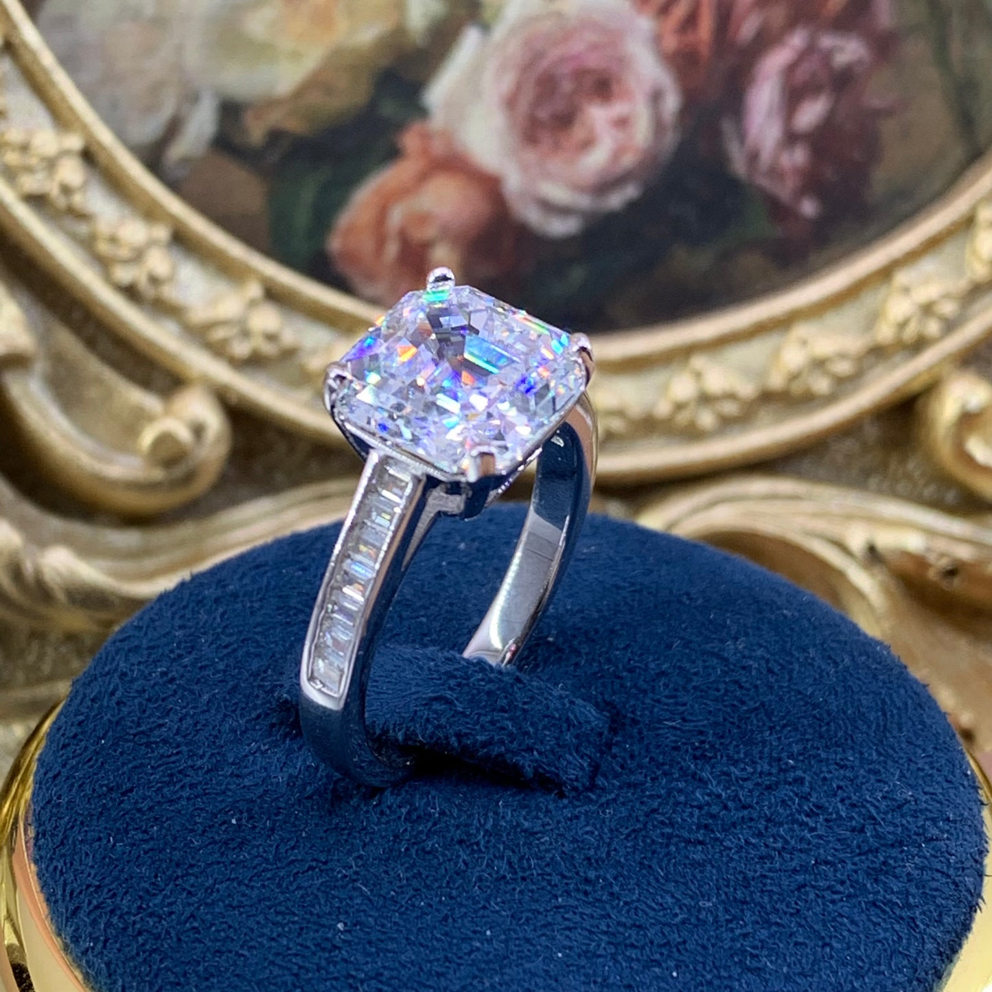 (Annie) 3.8CT Cube Zircon Gemstone 925 Sterling Silver Ring