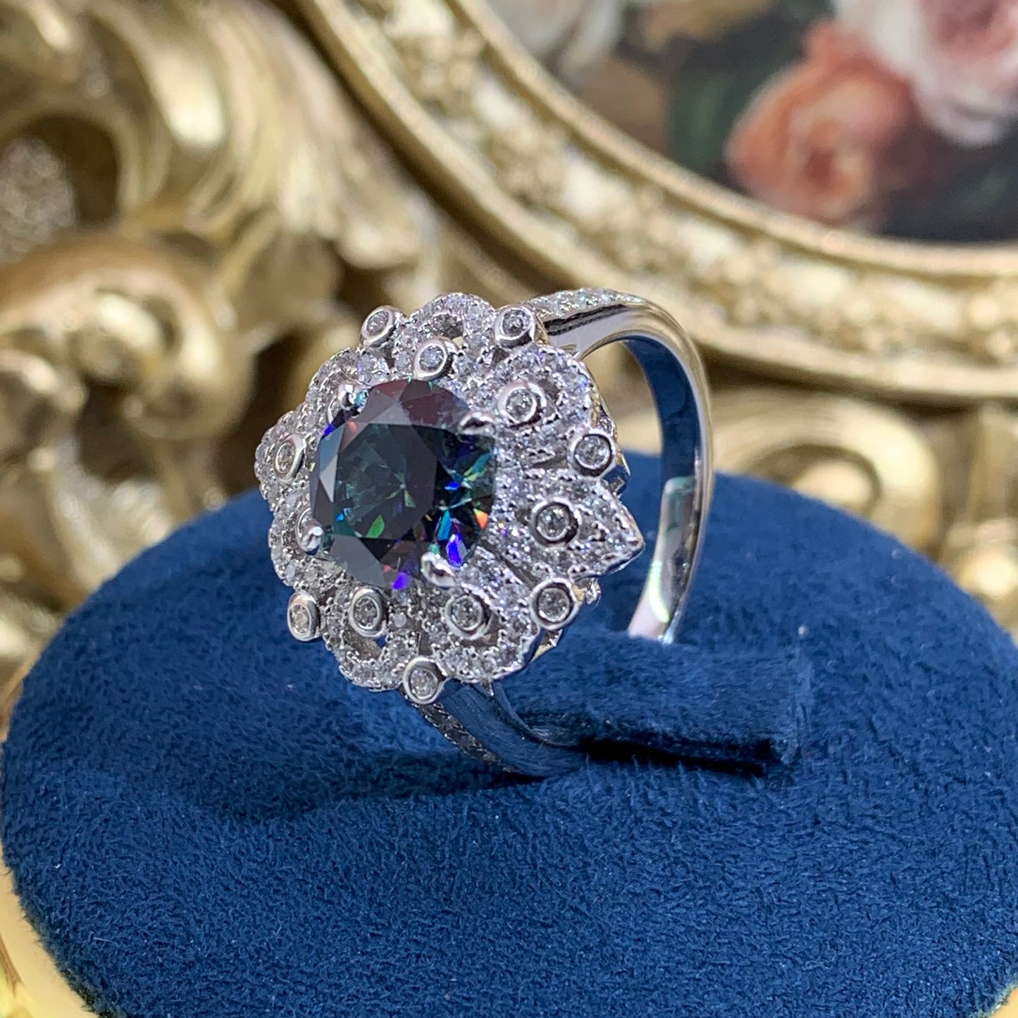 (Dahlia) 「Buy 1 get 1 Necklaces for free」2CT moissanite 925 Sterling Silver ring