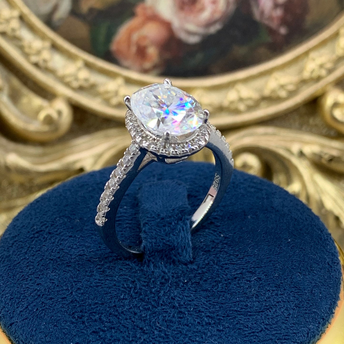 (OLIVIA) 「Buy 1 get 2 band ring or 1 necklece for free」3CT Moissanite Gemstone 925 Sterling Silver Ring