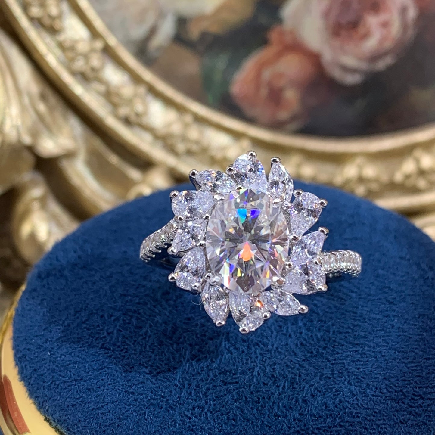 (Carnation) 「Buy 1 get 2 v band or 1 Necklace for free」2CT Moissanite 925 Sterling Silver Ring