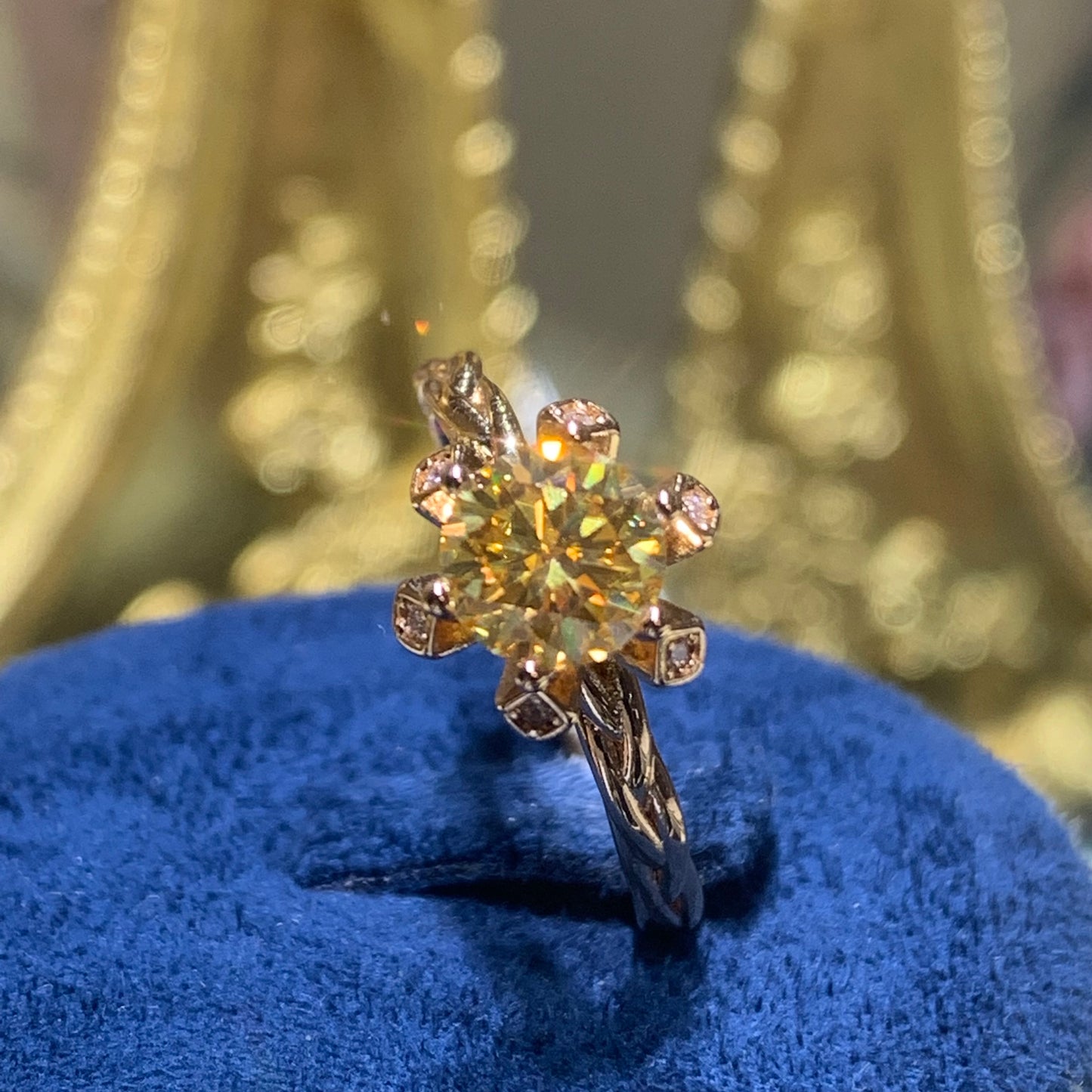 (ASHA) 「Buy 1 get 1 band ring for free」1CT 18K gold plated Moissanite ring