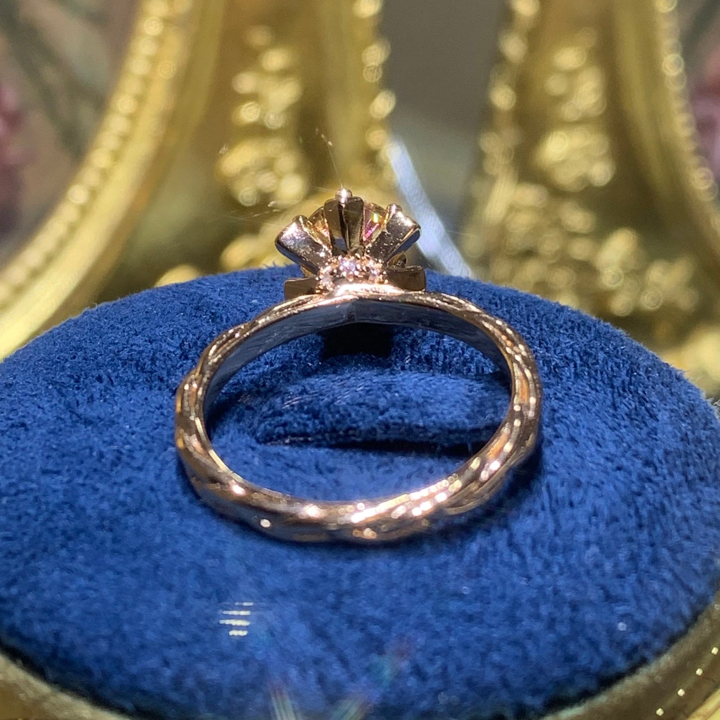 (ASHA) 「Buy 1 get 1 band ring for free」1CT 18K gold plated Moissanite ring