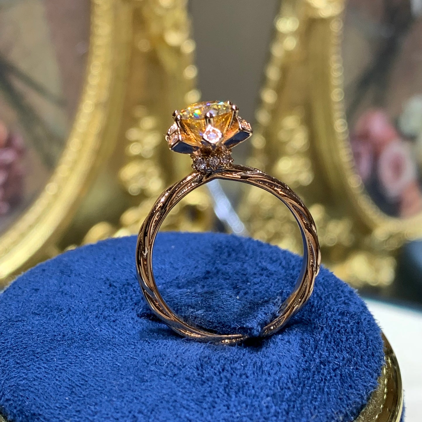 (ASHA) 「Buy 1 get 1 band ring for free」1CT 18K gold plated Moissanite ring