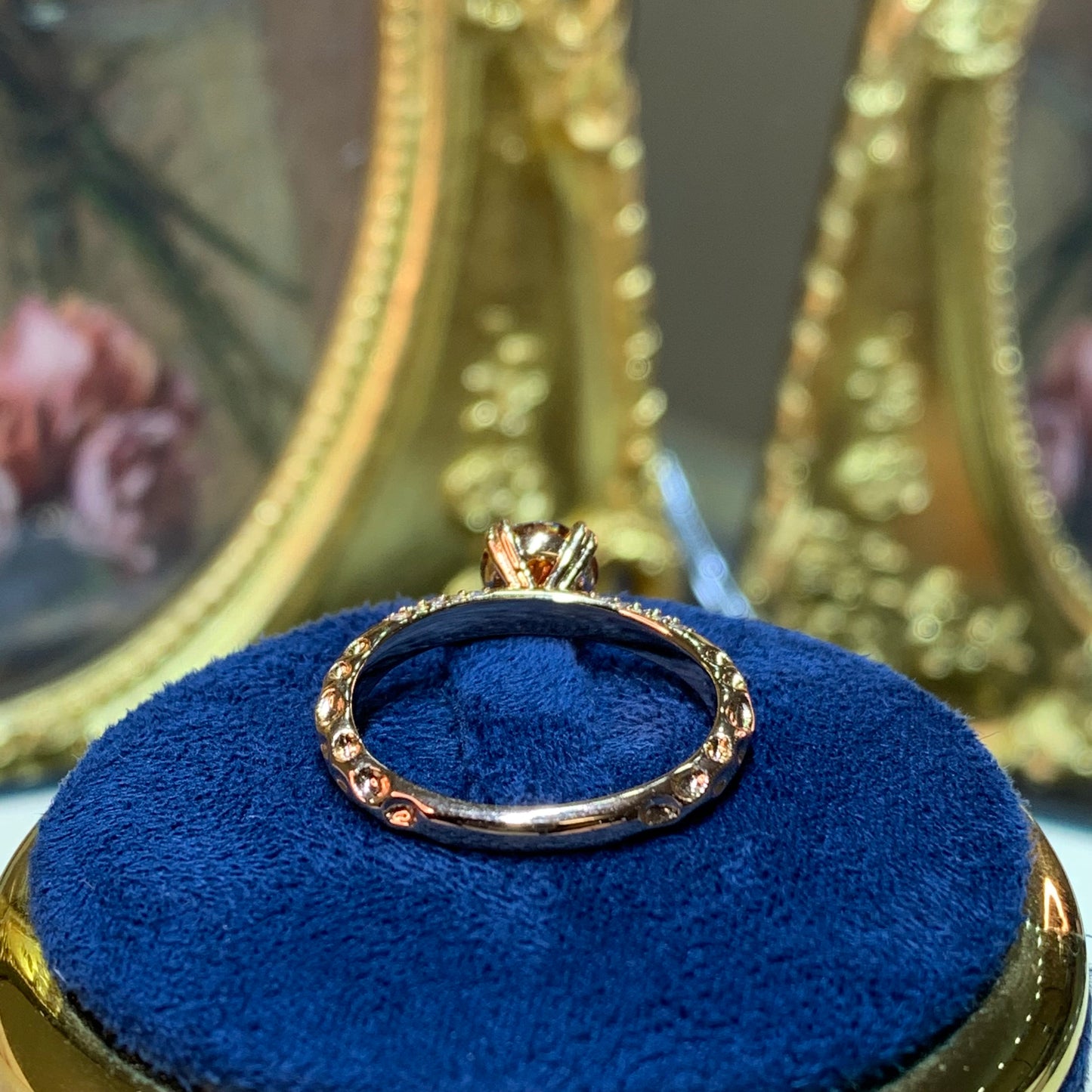 (Bella)「Buy 1 get 1 band ring for free」 rose gold 18k plated 1ct moissanite ring