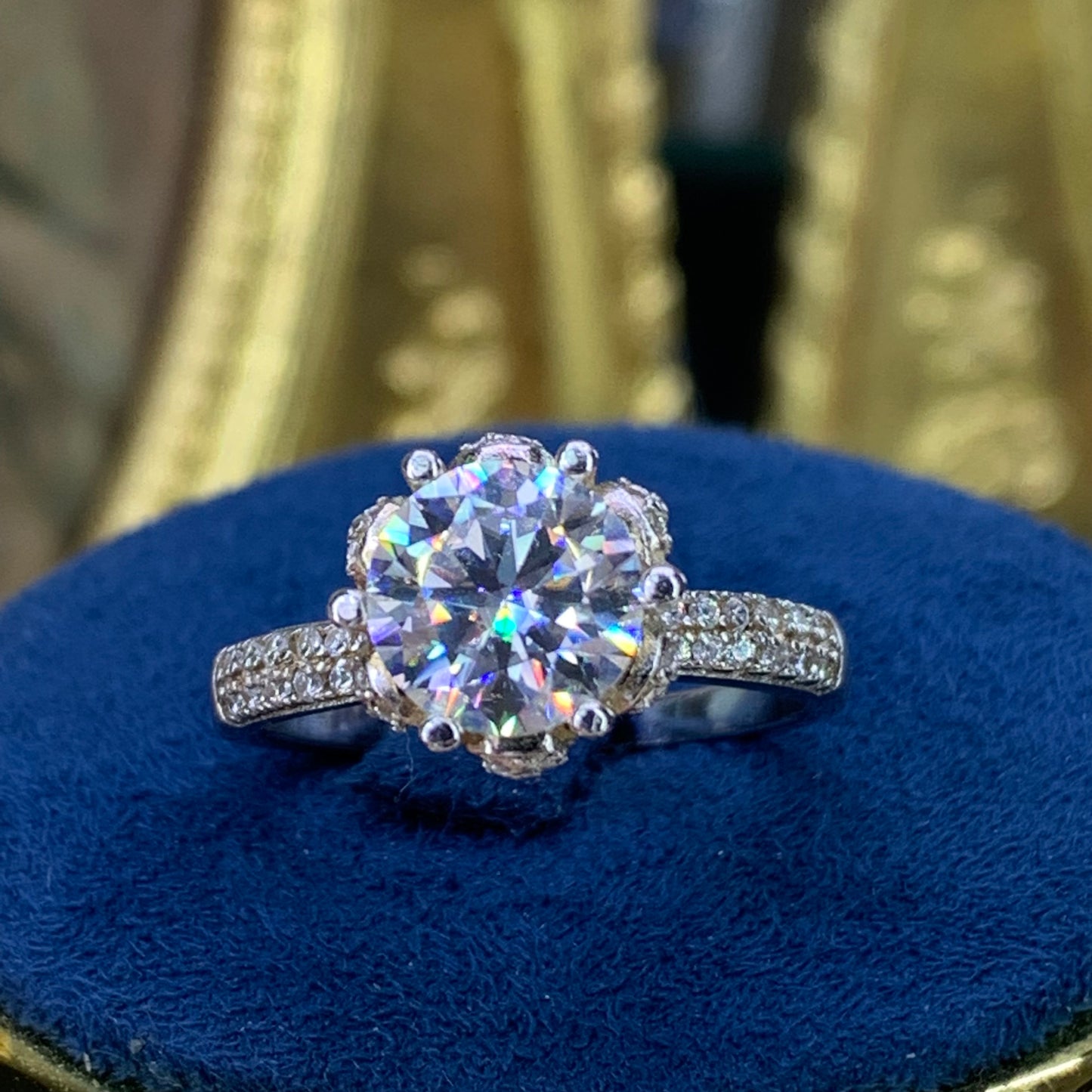(QUEEN)「Buy 1 get 1or 2 band ring for free」 1-2CT Moissanite 925 Sterling Silver Ring