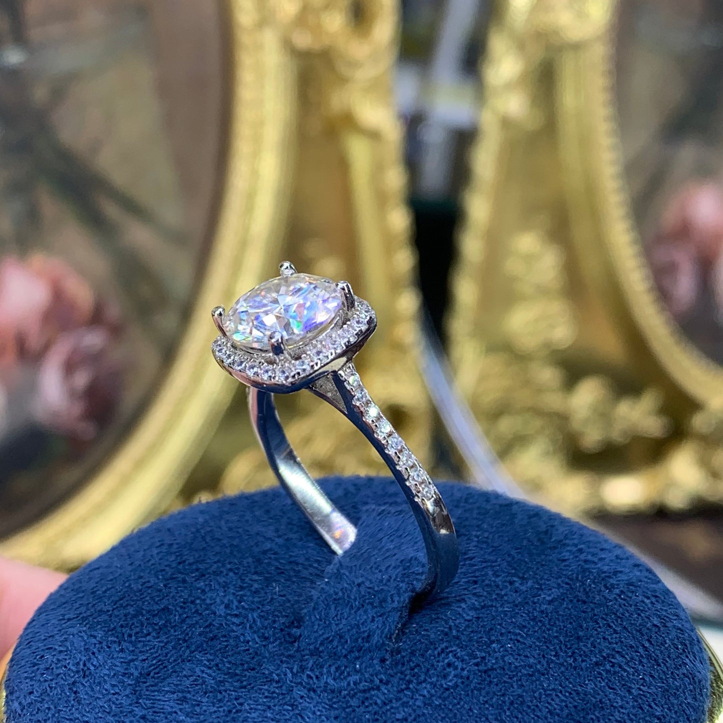 (CLARA)「Buy 1-2 CT get 1 or 2 band ring for free 」 0.5-2CT Moissanite 925 Sterling Silver Ring
