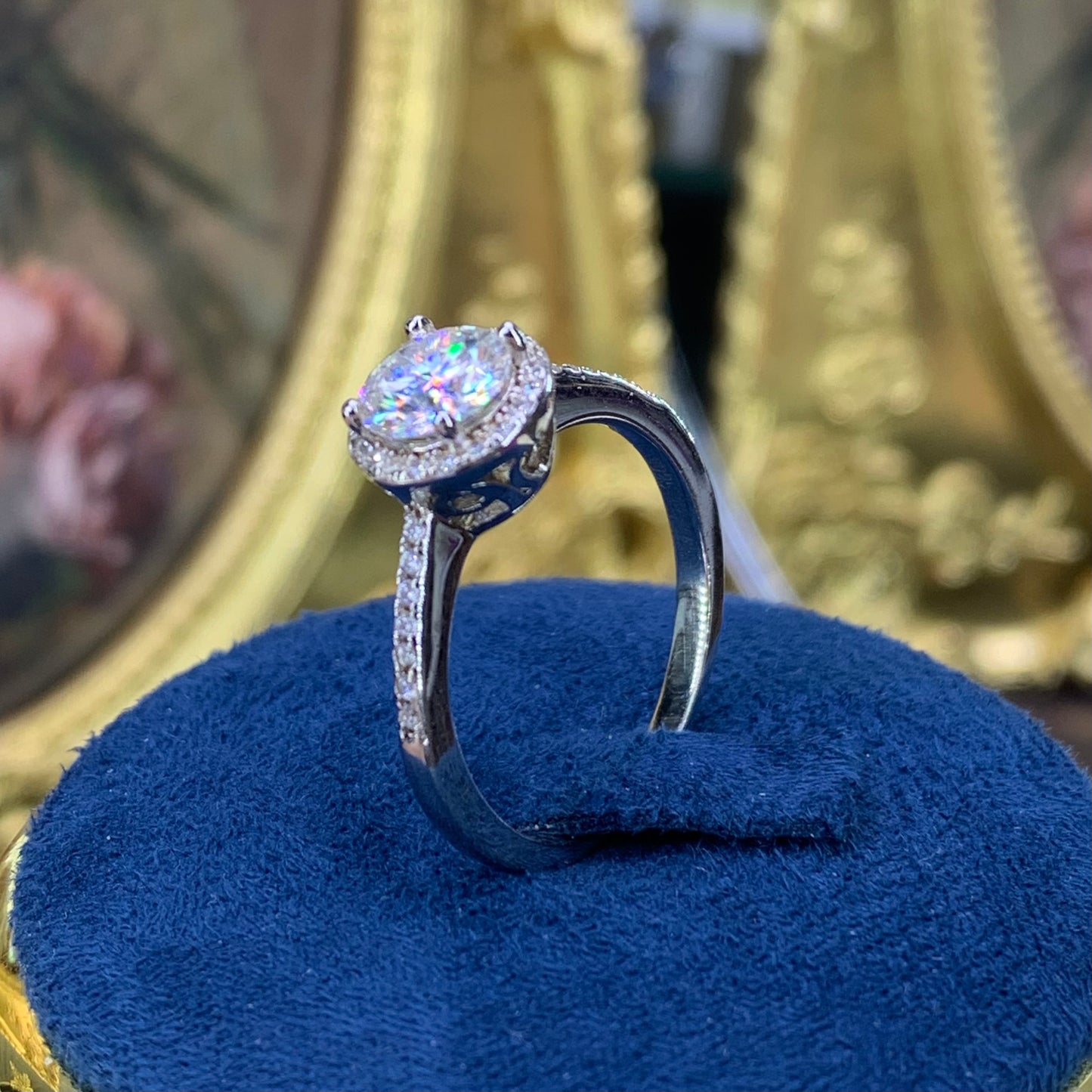 (HYDRANGEA)「Buy 1-2 CT get 1 or 2 band ring for free 」 1-2CT Moissanite 925 Sterling Silver Ring