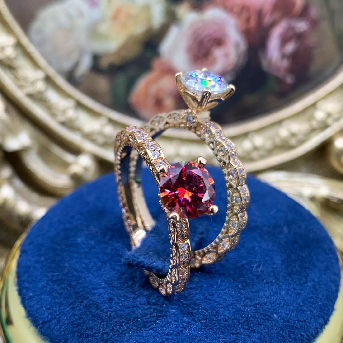 (PRINCESS) 「Buy 1 get 1 band ring for free」1CT Moissanite ring