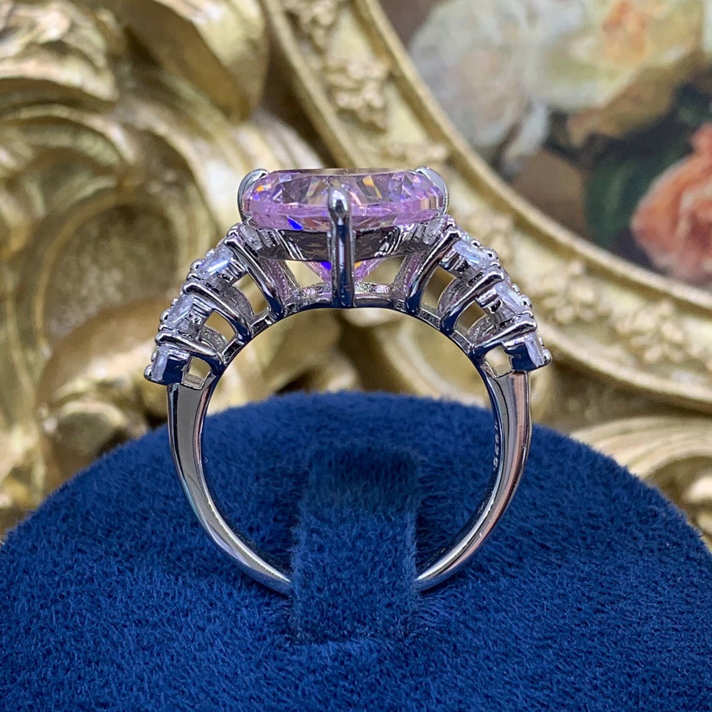 (SOLID)「Buy 1 get 1 heart shape ring for free」 6CT Artificial Gemstone 925 Sterling Silver Ring
