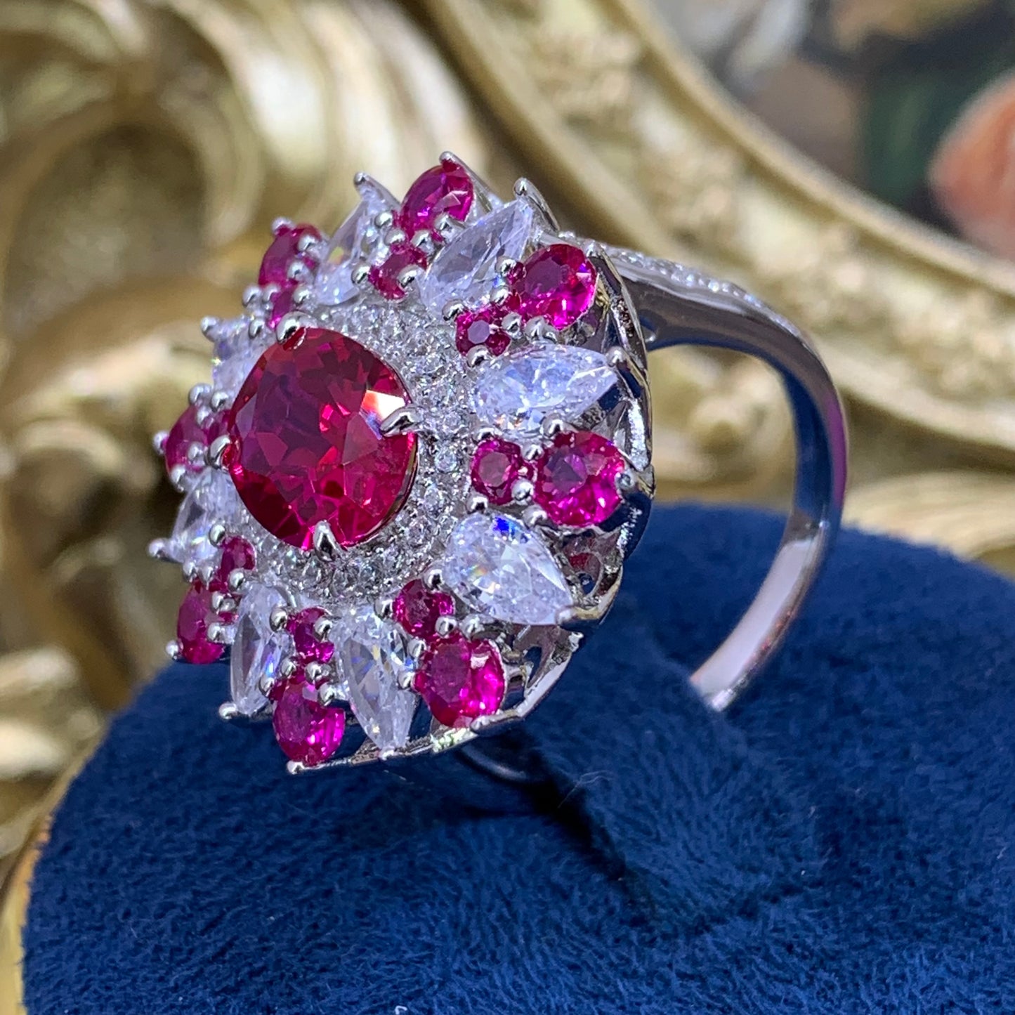 (Shonie)「Buy 1 get 1 colorful  ring for free」 3CT 925 Sterling Silver Ring