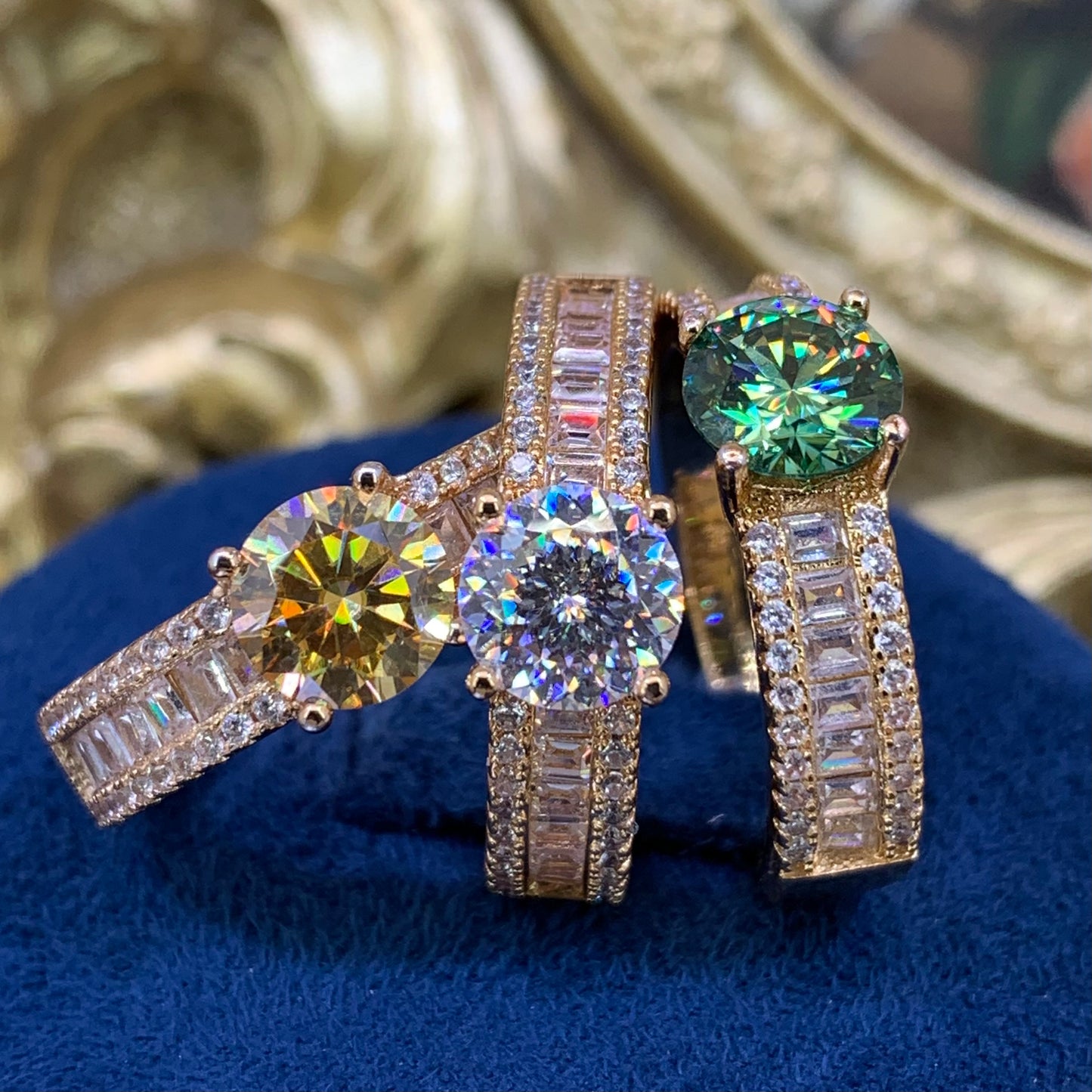 (Wendy) 「Buy 1 get 1 band ring for free」1CT Moissanite 18K gold plated women ring