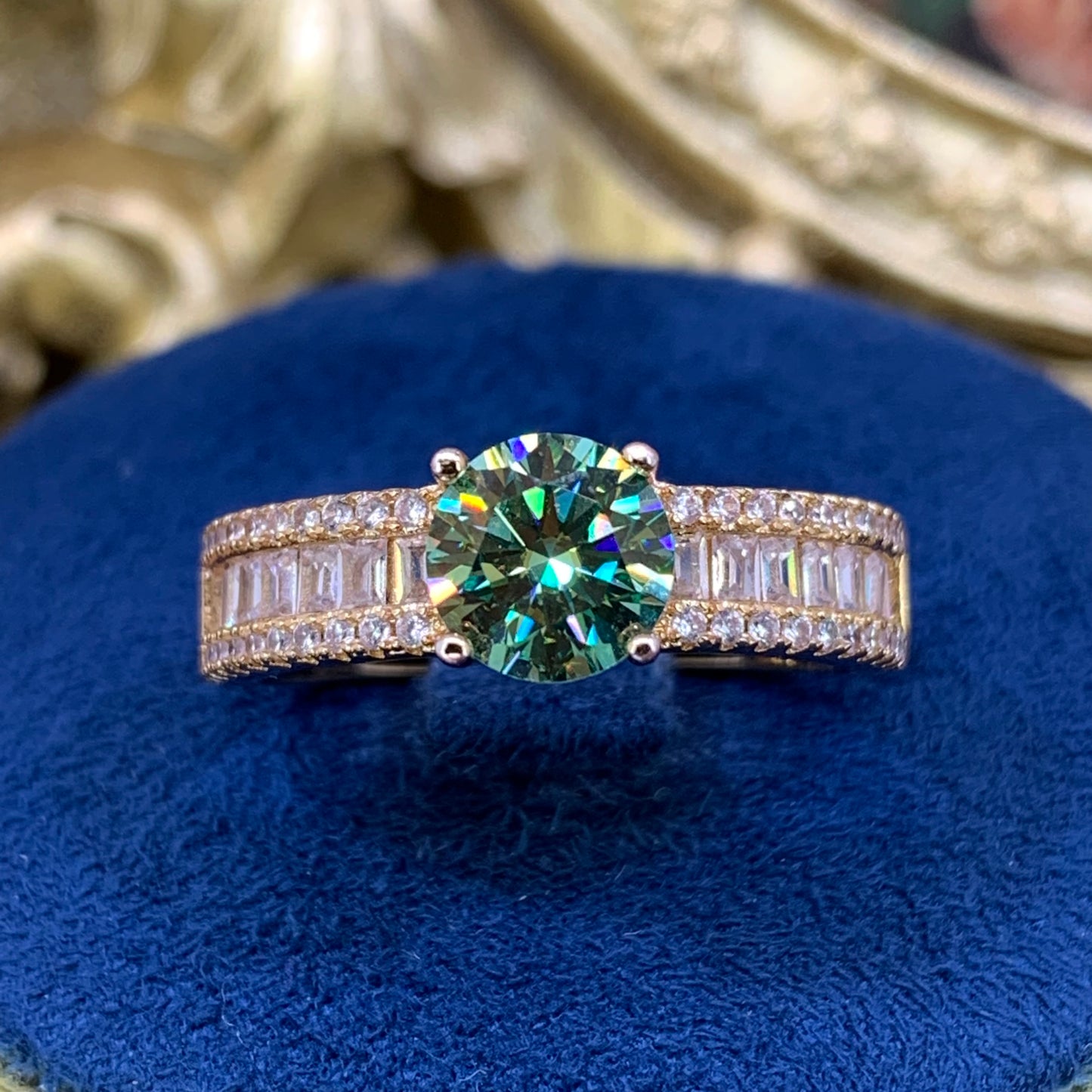 (Wendy) 「Buy 1 get 1 band ring for free」1CT Moissanite 18K gold plated women ring