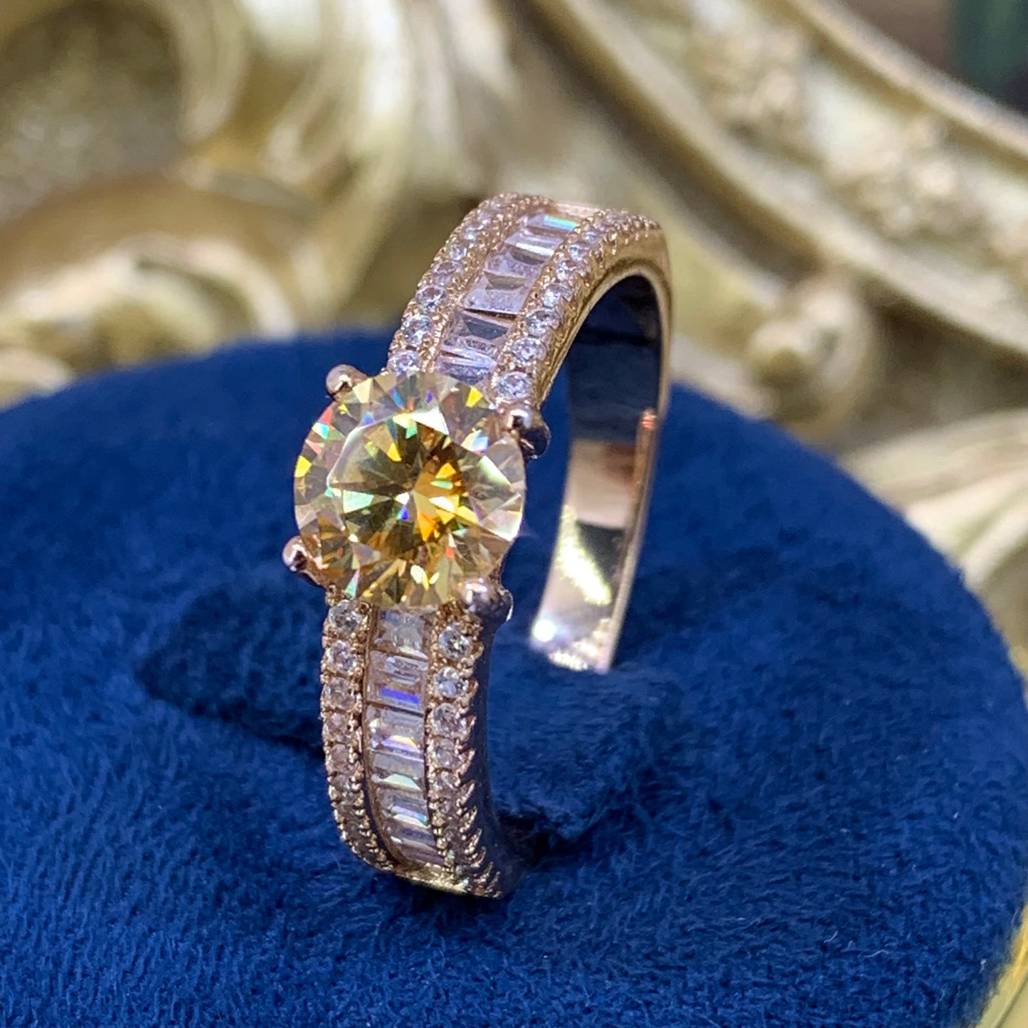 (Wendy) 「Buy 1 get 1 band ring for free」1CT Moissanite 18K gold plated women ring