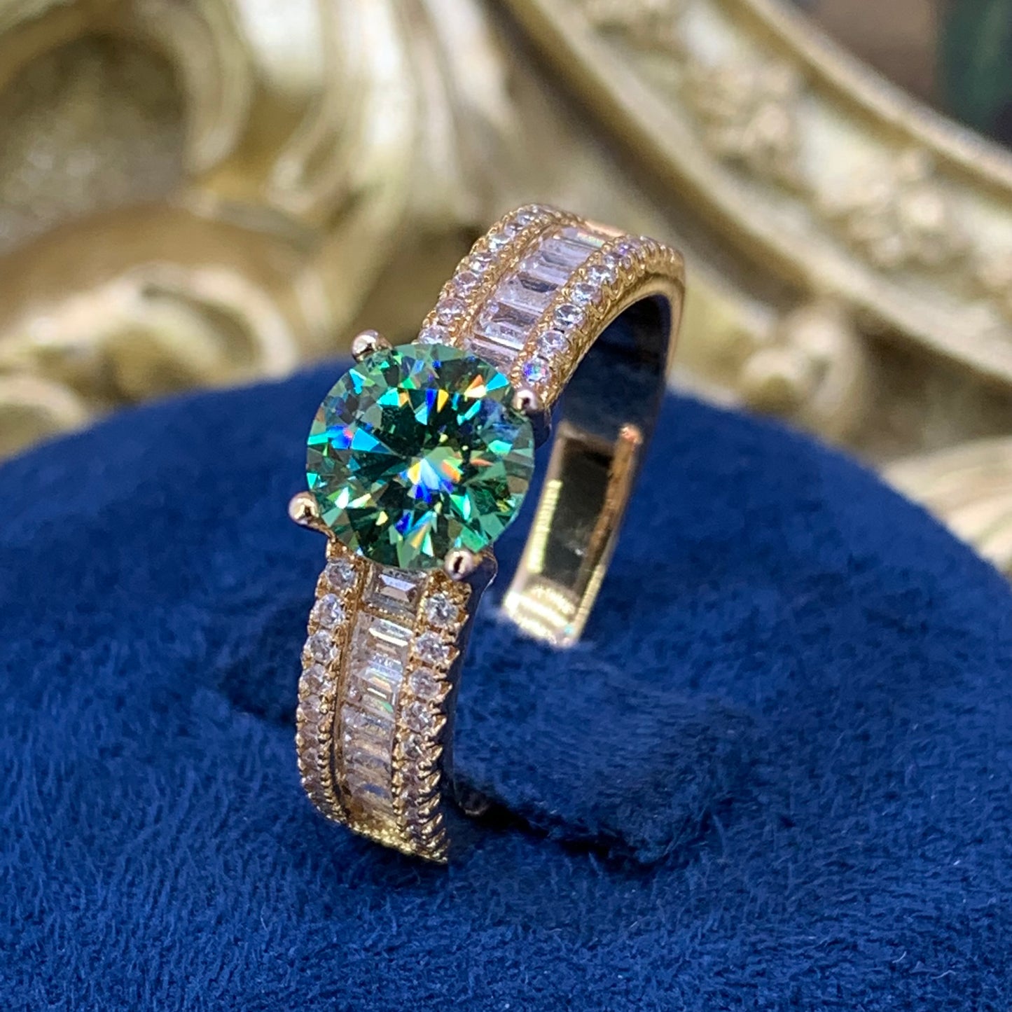 (Wendy) 「Buy 1 get 1 band ring for free」1CT Moissanite 18K gold plated women ring
