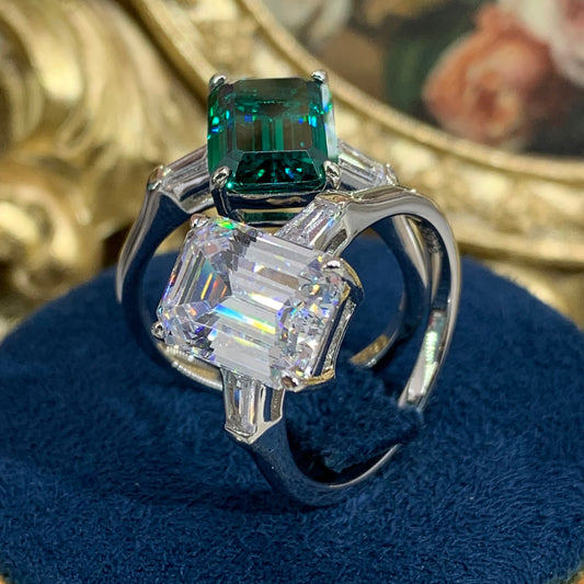 (Sean) 「Buy 1 get 1 band ring  for free」4CT Artificial gemstone 925 Sterling Silver Ring
