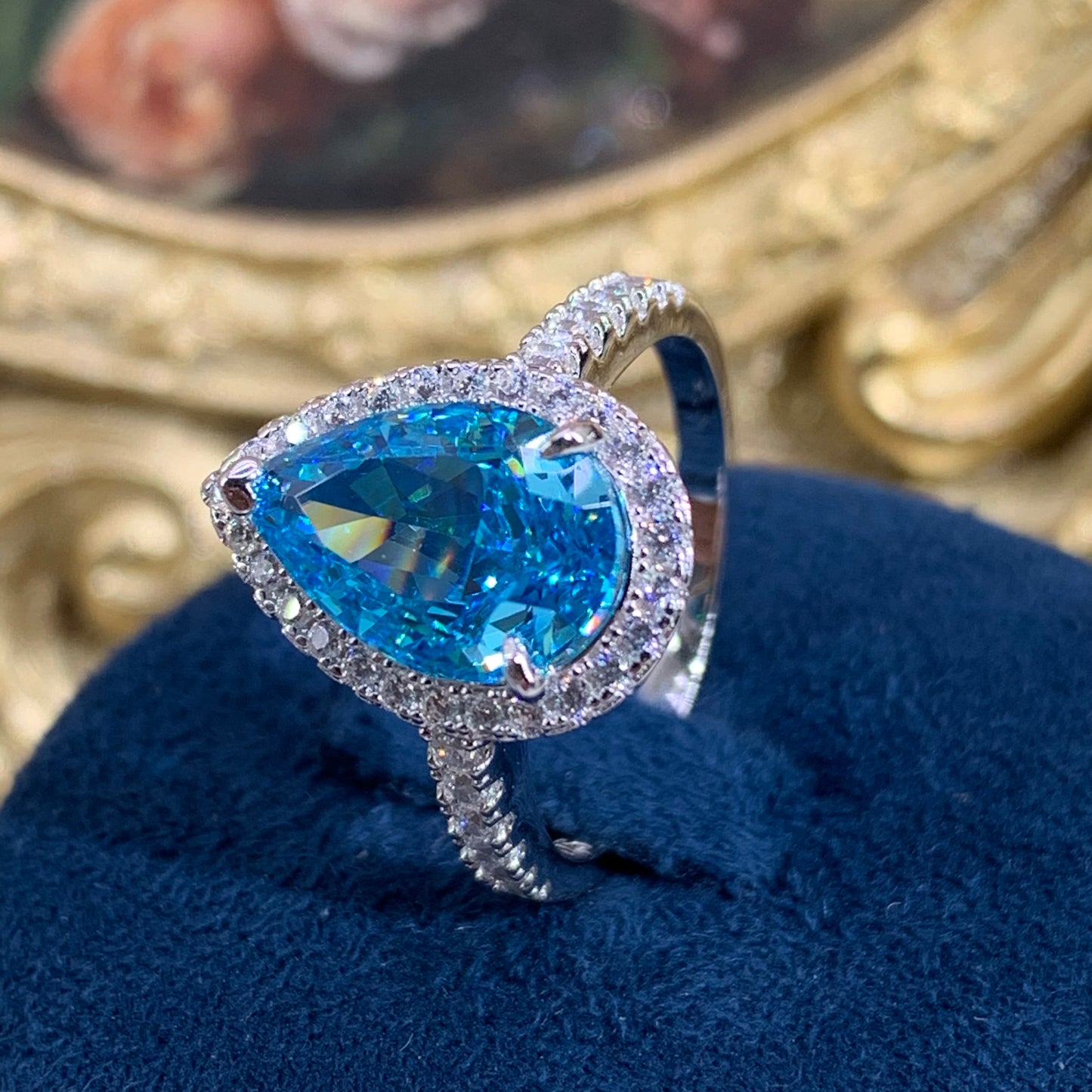 (Serinity)「Buy 1 get 1 band ring  for free」 4CT Artificial Gemstone 925 Sterling Silver Ring