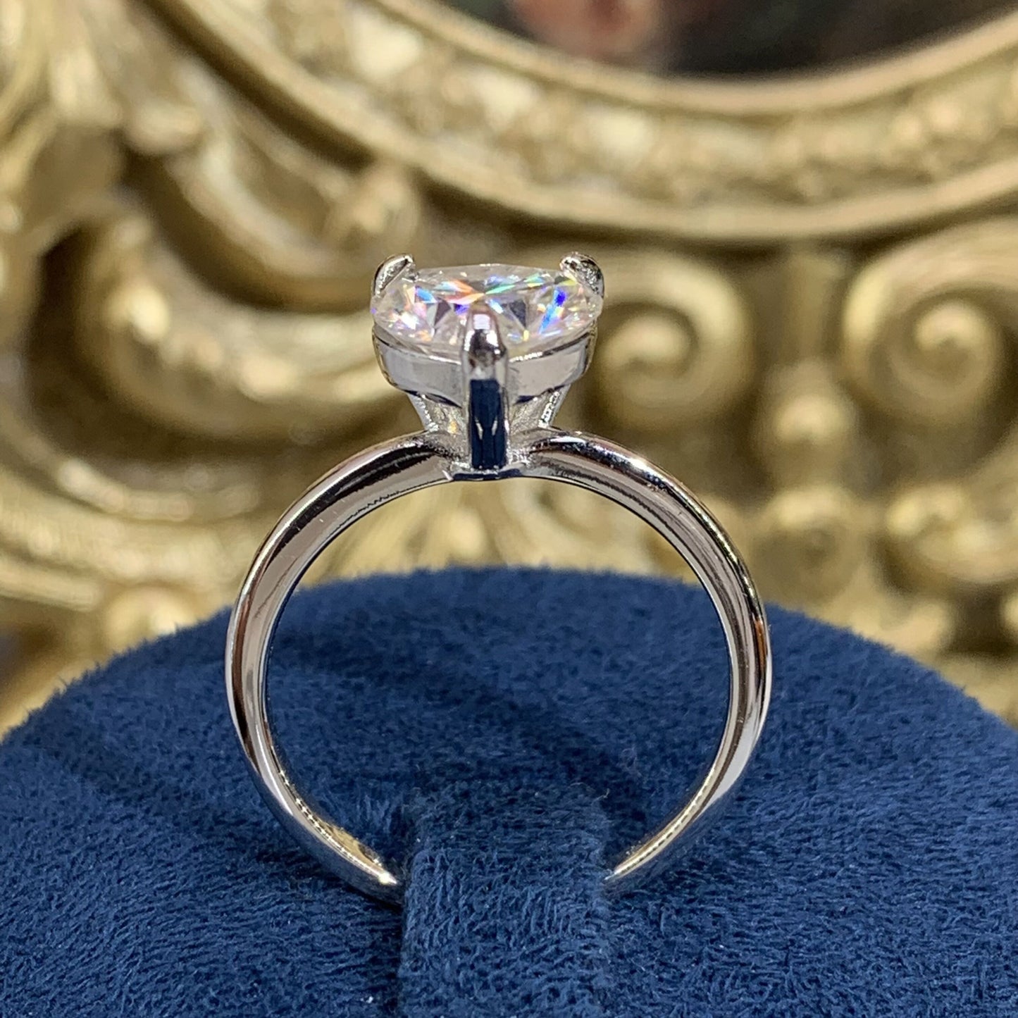 (HEART) 「Buy 1 get 1 band ring for free」2CT Moissanite Gemstone 925 Sterling Silver Ring