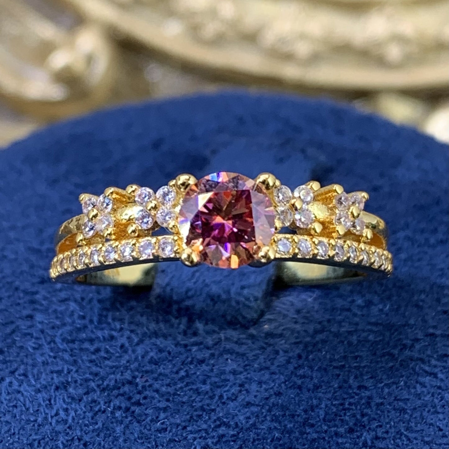 (Lia) rose gold 18K plated 0.5CT Moissanite gemstone ring